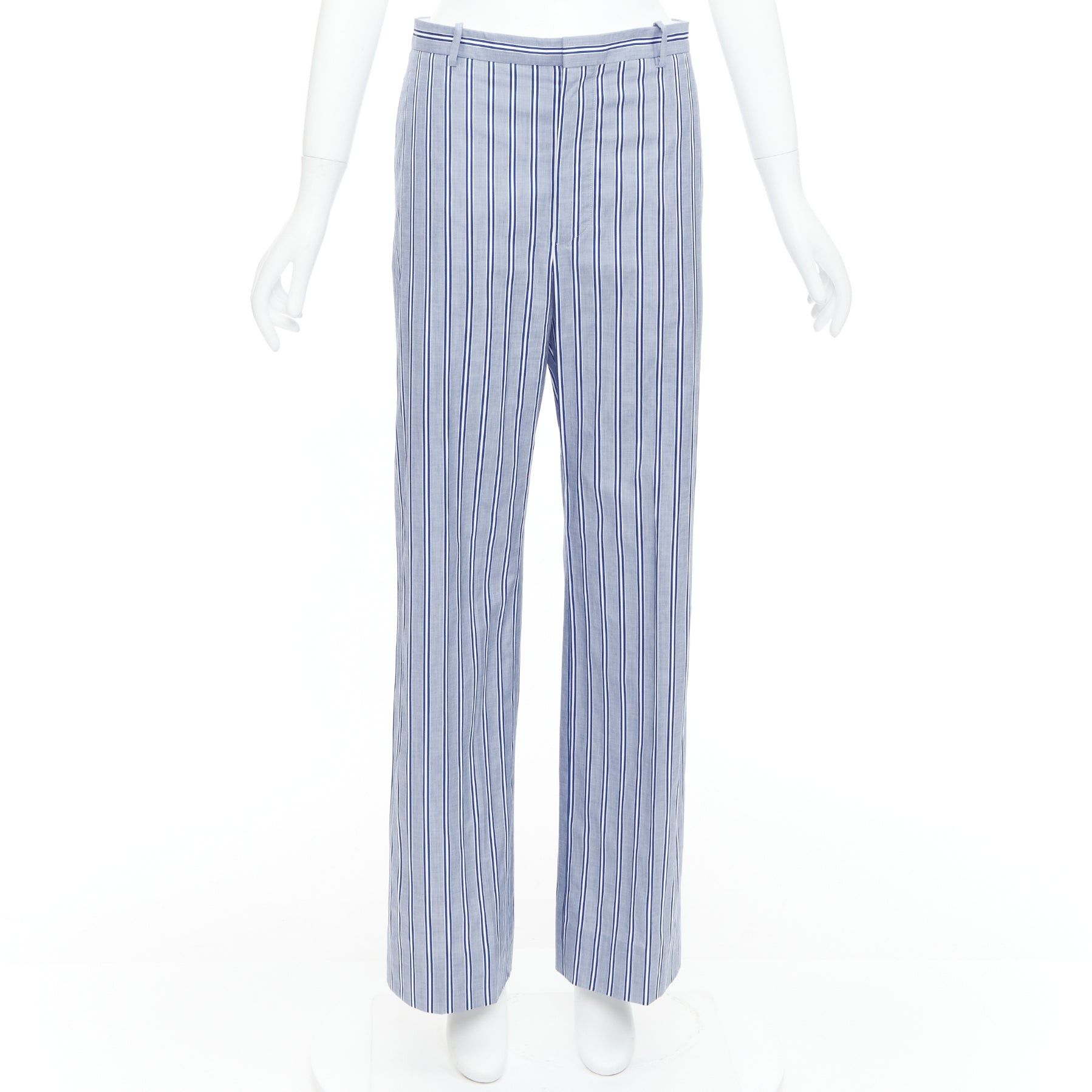 Balenciaga BALENCIAGA 2016 blue white striped cotton casual pajama pants FR34 XS Size 26" / US 2 / IT 38 - 1 Thumbnail