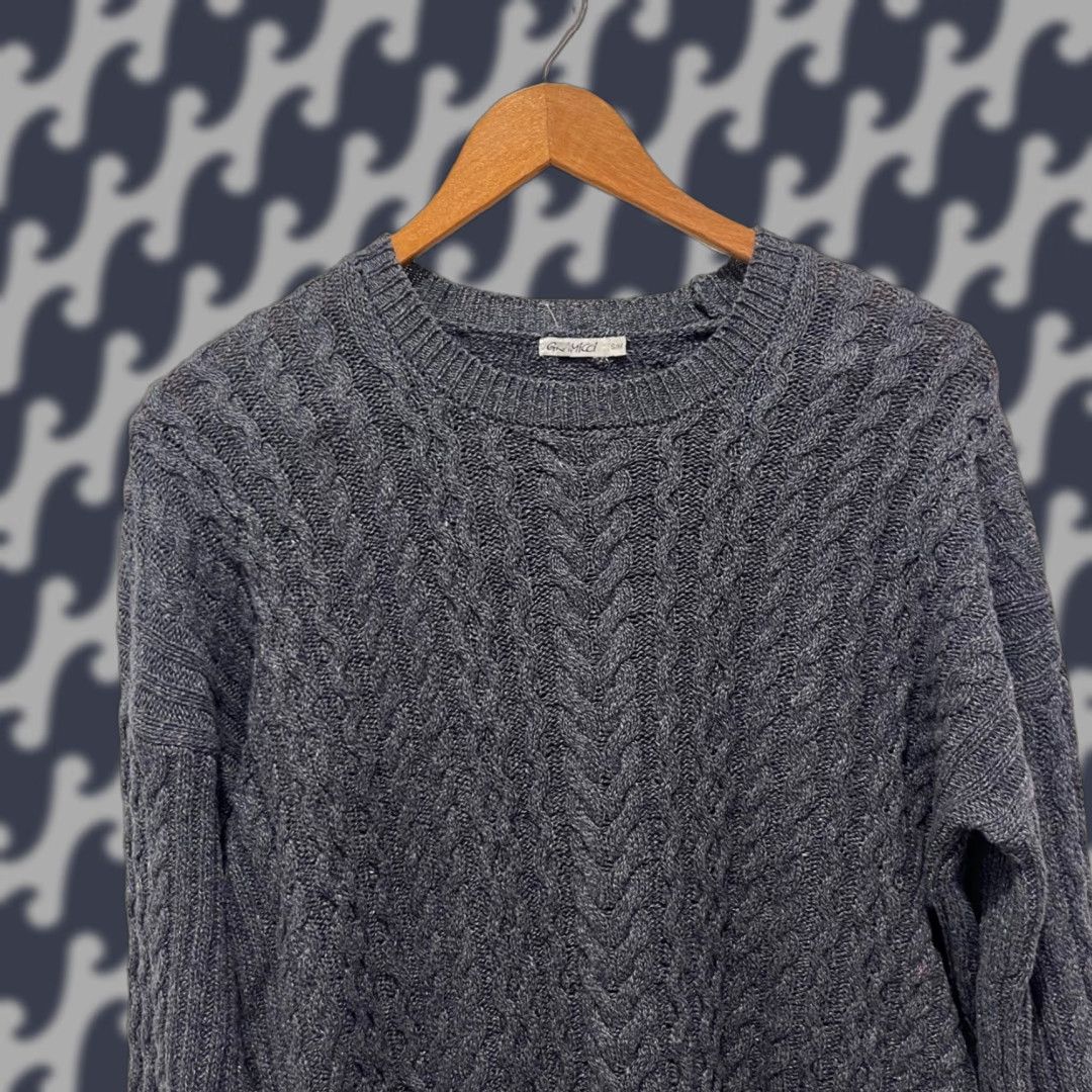 Gramicci Gramicci Gray Cable Knit Hemp Organic Cotton Blend Crewneck Sweater Mens S Size US S / EU 44-46 / 1 - 1 Thumbnail