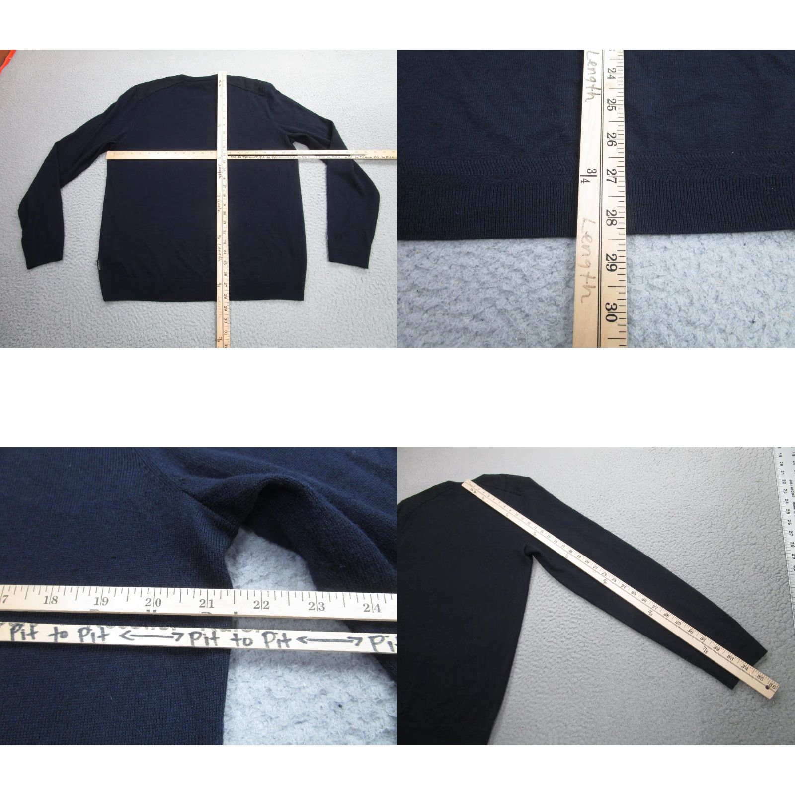 Ted Baker Ted Baker Sweater Mens XL Navy Crewneck Pockets Shoulder Patches Knit Solid Long Sleeve Vintage No Size US XL / EU 56 / 4 - 8 Thumbnail