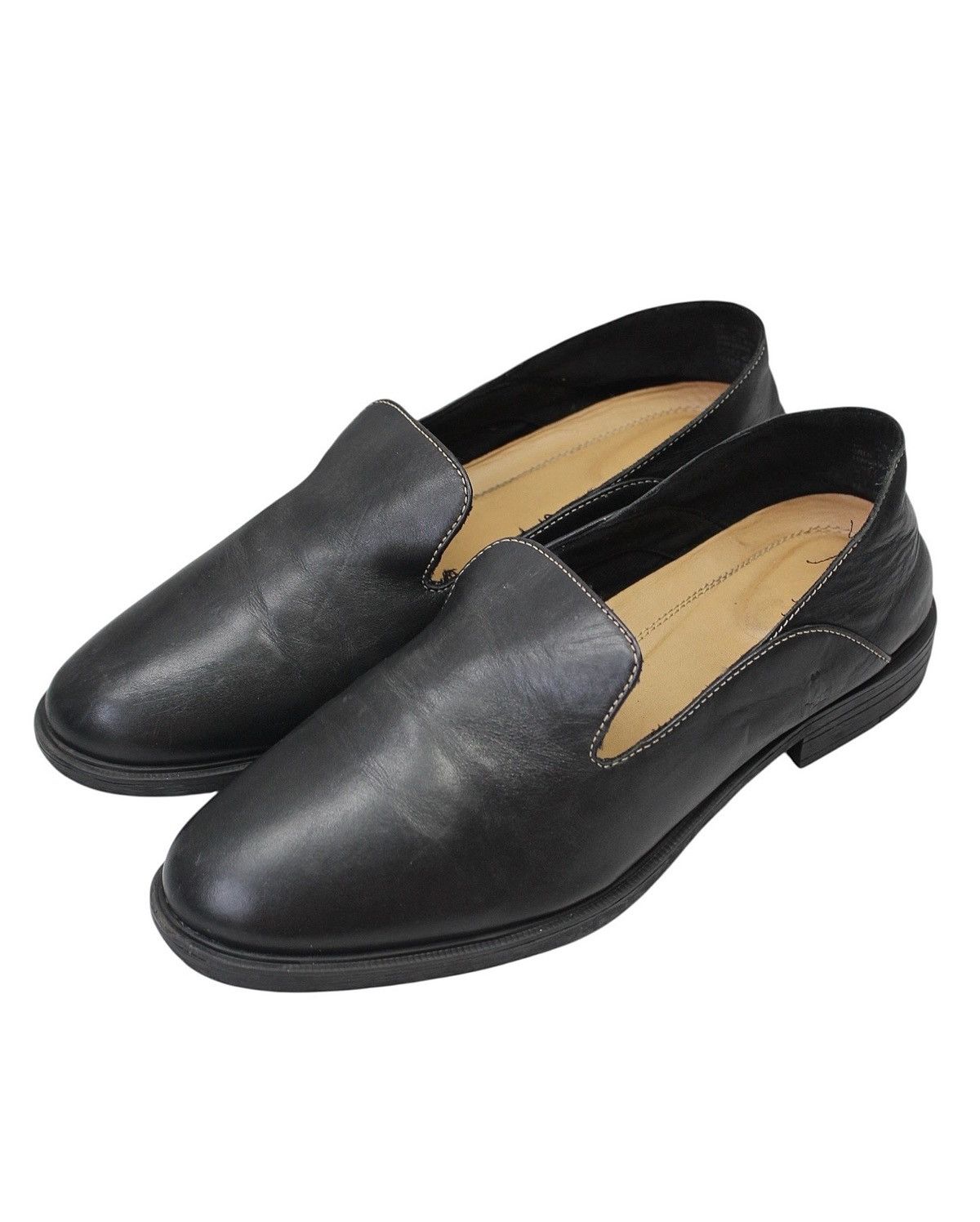 Japanese Brand 2000S HUSH PUPPIES COLLAPSIBLE BLACK LEATHER LOAFERS Size US 9.5 / EU 42-43 - 9 Thumbnail