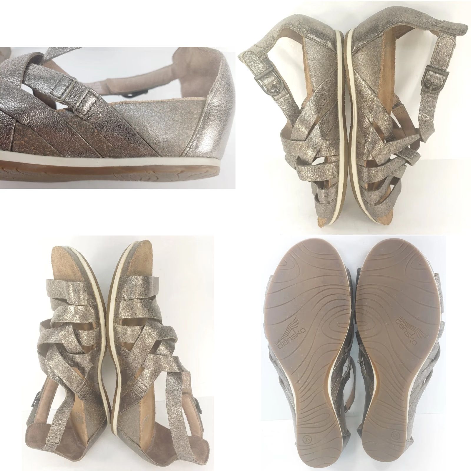 Dansko DANSKO VIVIAN Gladiator Sandal Womens 7.5M Metallic Silver 38EU 38E Open Toe Buckle Hook & Loop Closed Toe Size US 8 / IT 38 - 8 Thumbnail