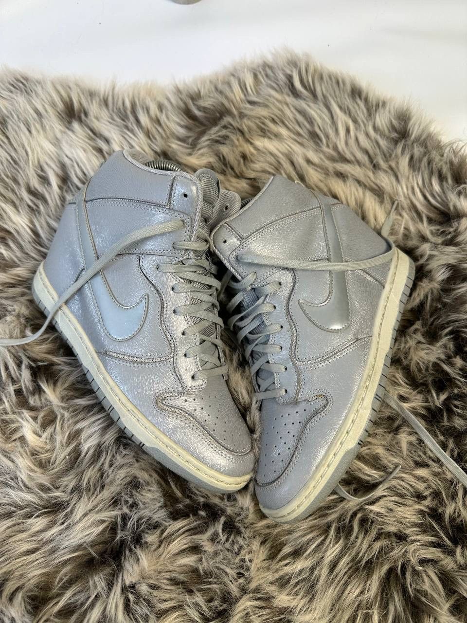Nike 🔥Nike Dunk Sky Hi Cut Out Silver Sneakers Size US 8.5 / IT 38.5 - 1 Thumbnail