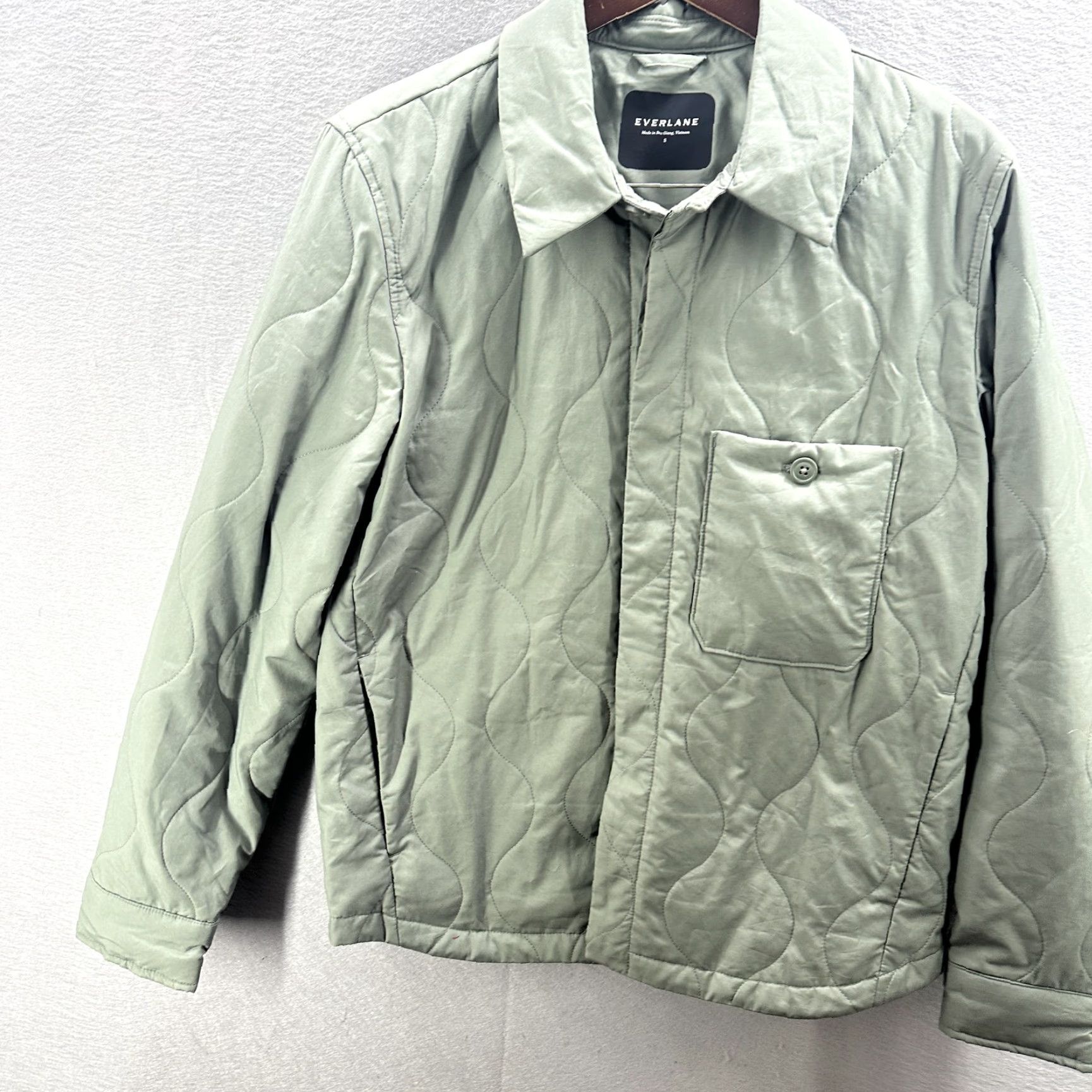 Everlane Everlane Mens Small Green Quilted Jacket Cotton Utility Casual Front Button Size US S / EU 44-46 / 1 - 2 Thumbnail