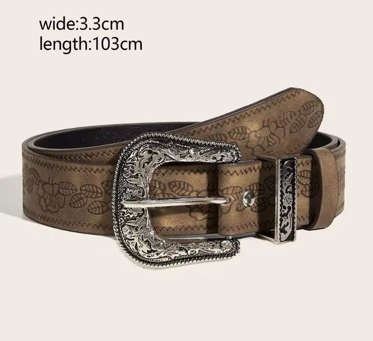 Japanese Brand Cowboy Style Buckle PU Leather Belt Size ONE SIZE - 3 Thumbnail