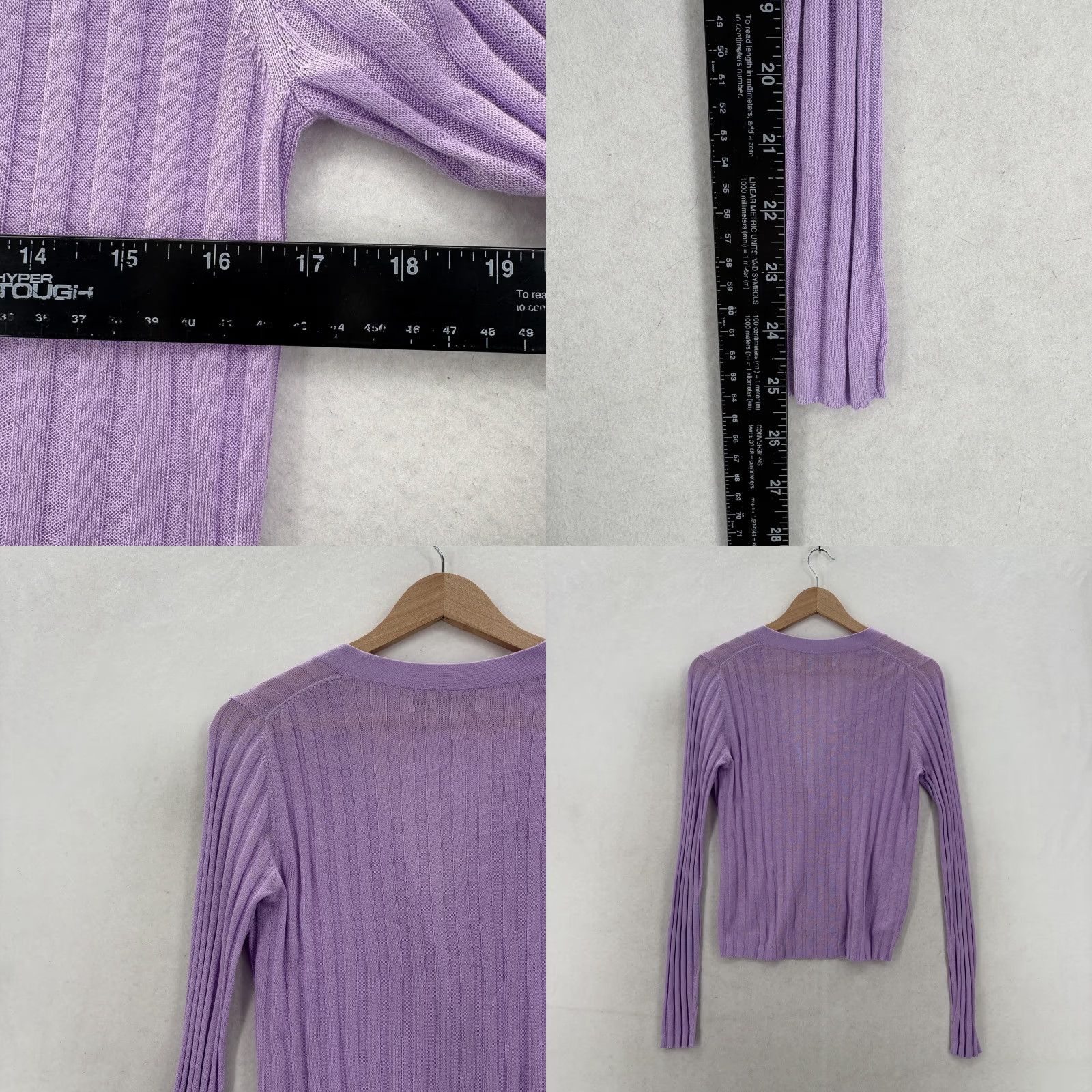 Loft LOFT Cardigan Sweater Womens Small Purple Ribbed Button Front V Neck Preppy NWT Size S / US 4 / IT 40 - 8 Thumbnail