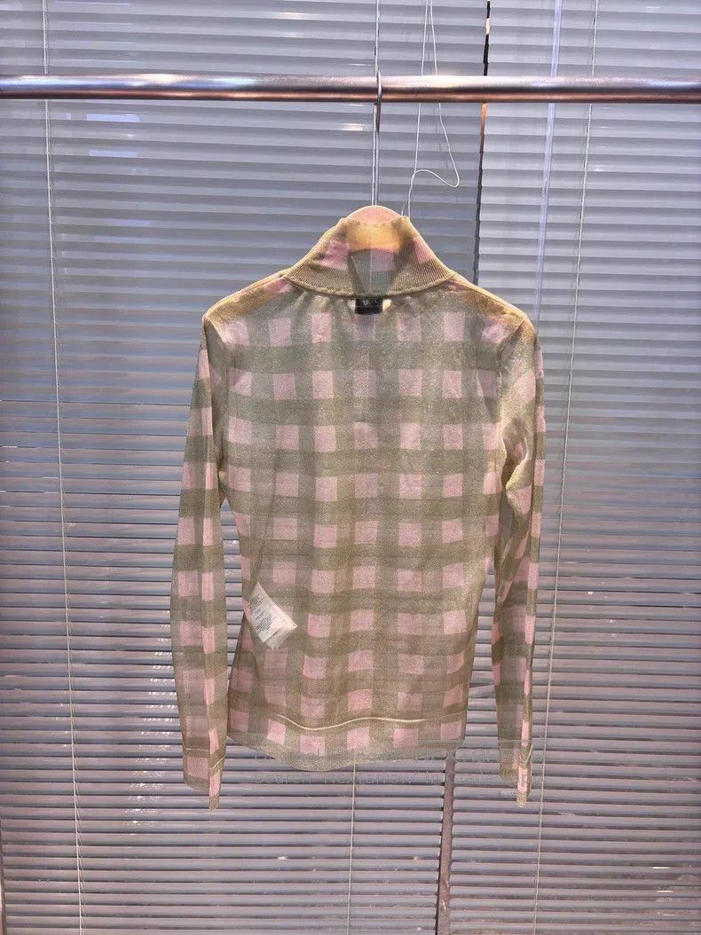 Fendi Fendi Mint Green Plaid Transparent Long Sleeve Under Shirt Size XXS / US 00 / IT 34 - 2 Thumbnail