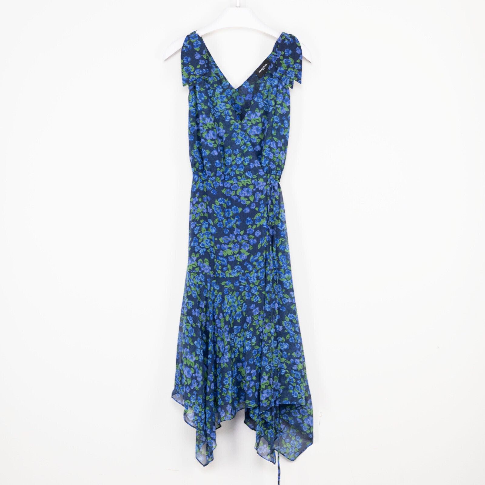 The Kooples The Kooples Women Floral Print Silk Wrap Dress Blue Size 3/M Size M / US 6-8 / IT 42-44 - 3 Thumbnail