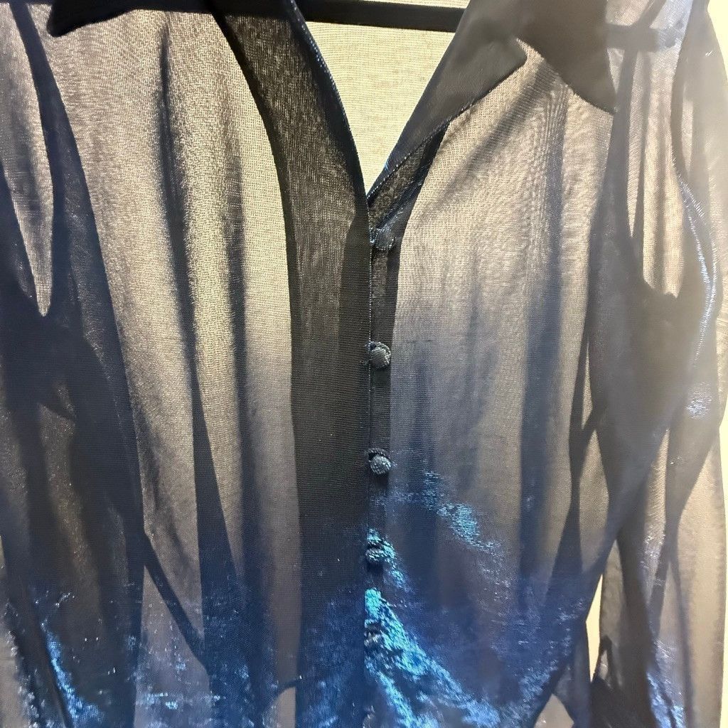 Oscar De La Renta Women's Oscar de la Renta Black Metallic LS Blouse M Size M / US 6-8 / IT 42-44 - 2 Thumbnail