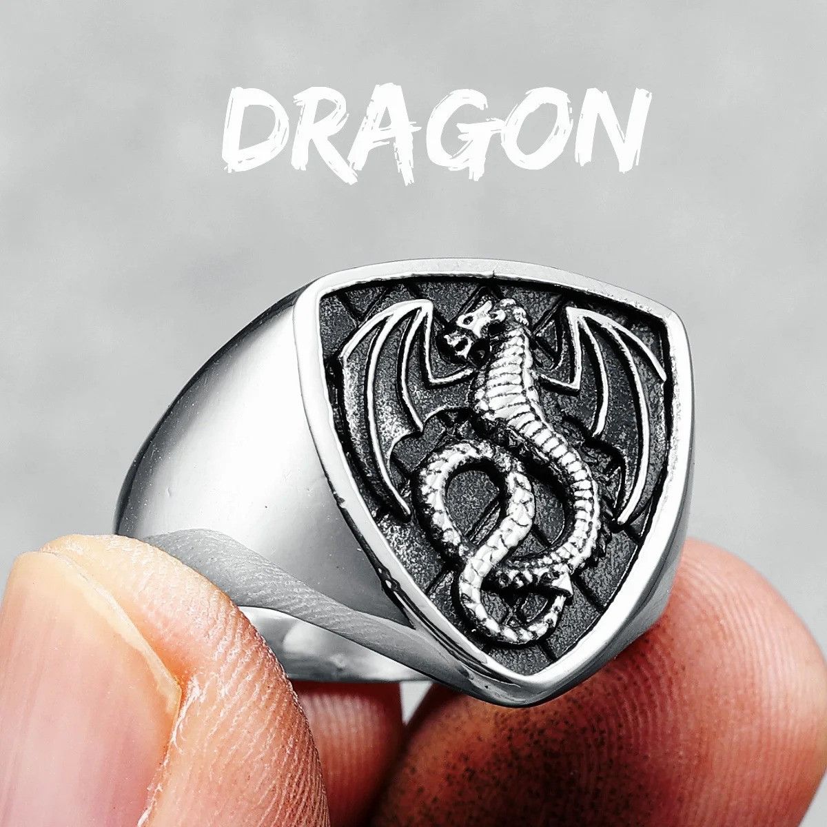 Jewelry Dragon Shield Ring Streetwear Jewelry Fashion Gift Size ONE SIZE - 2 Thumbnail