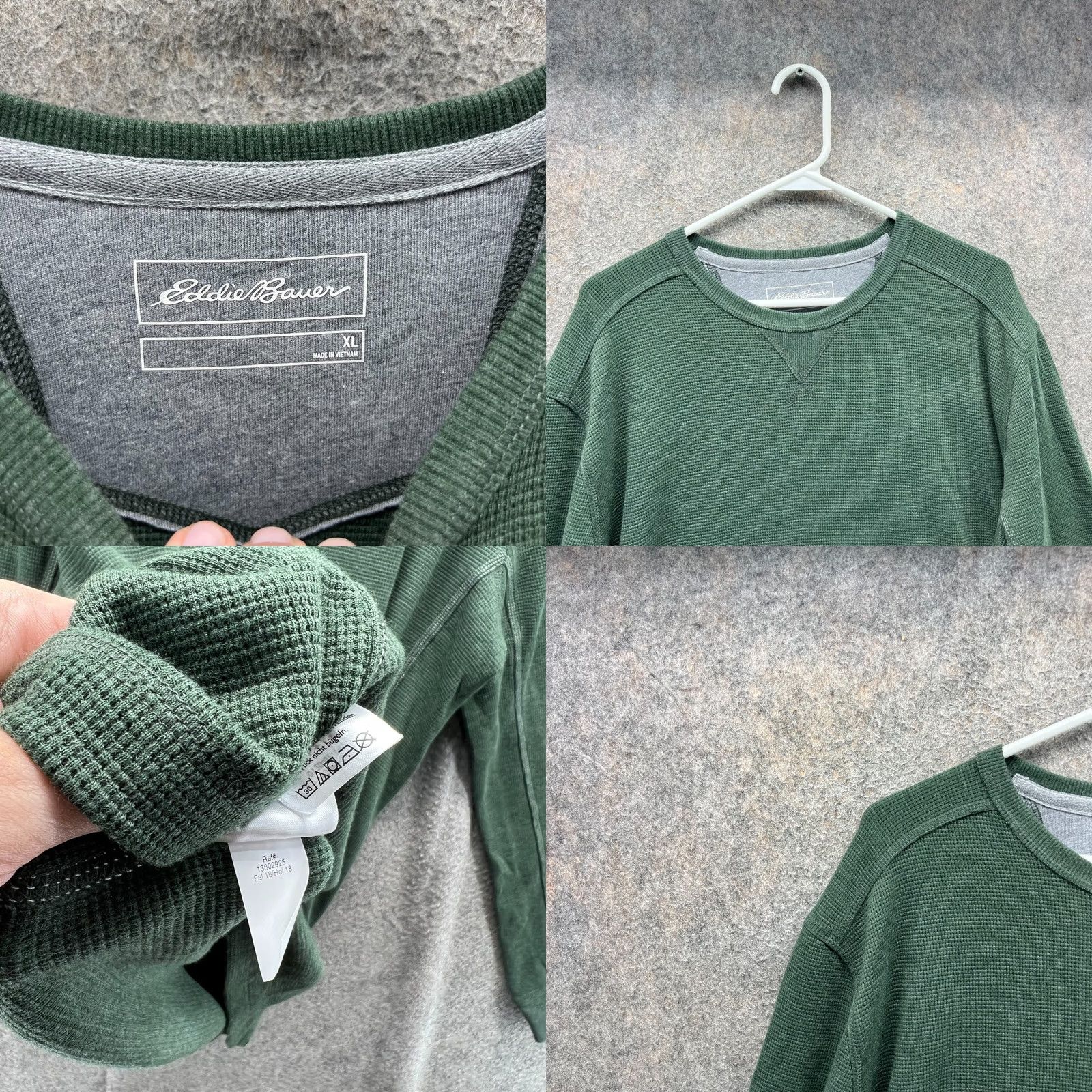 Eddie Bauer Eddie Bauer Shirt Mens XL Green Pullover Long Sleeve Crewneck Waffle Knit Shirt Size US XL / EU 56 / 4 - 8 Thumbnail