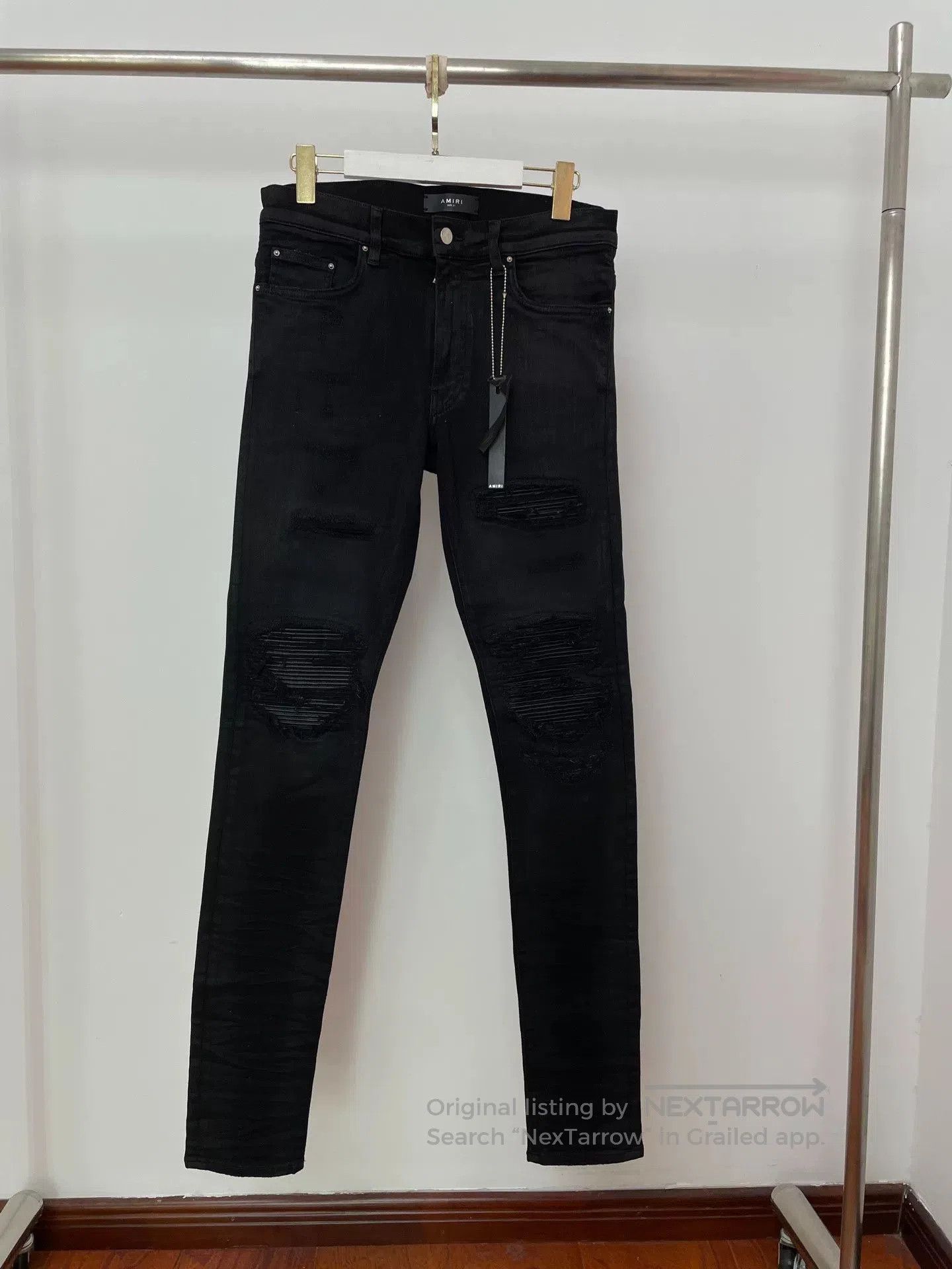 Amiri Amiri Patchwork Distressed Straight Jeans. Size US 31 - 1 Thumbnail