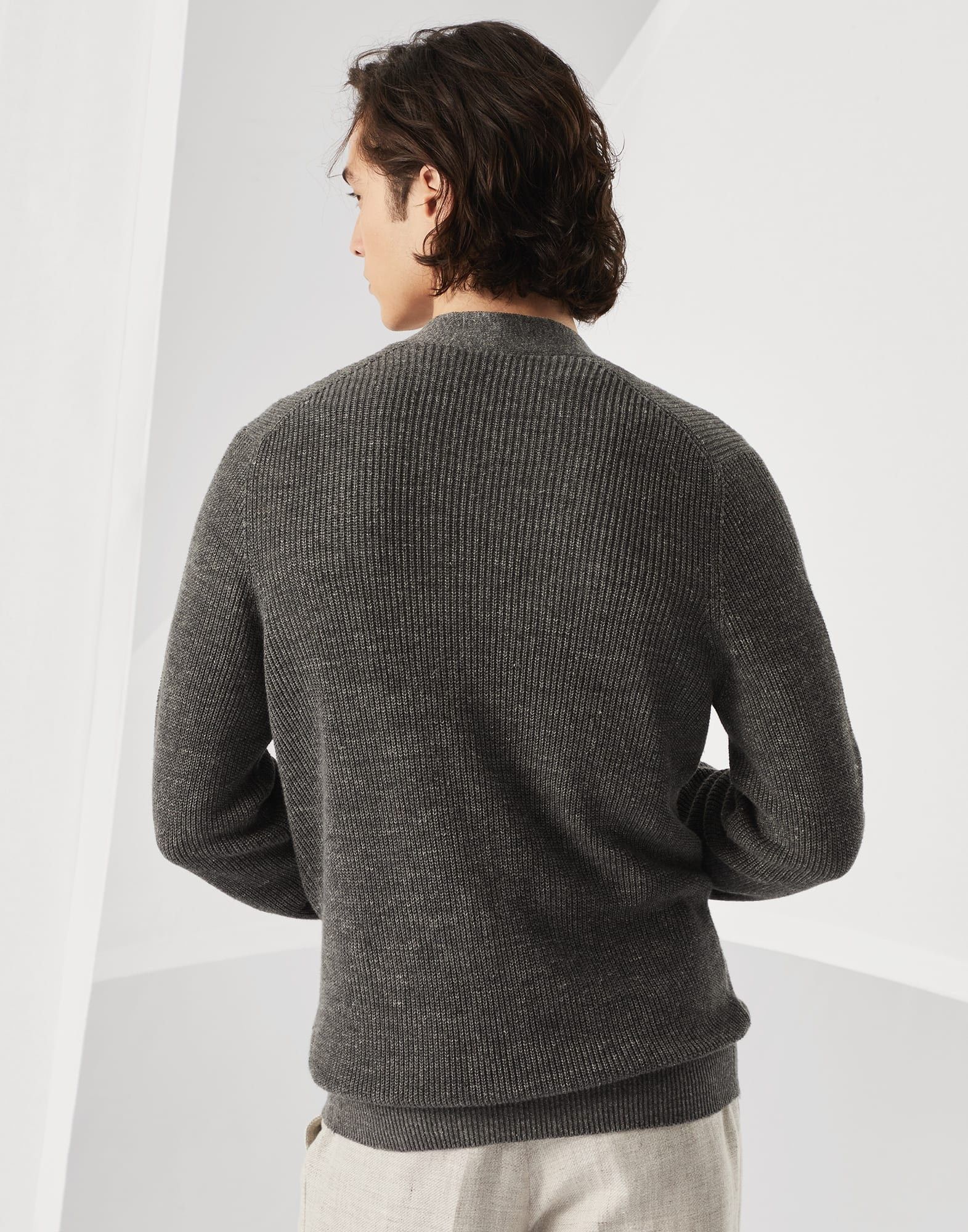 Brunello Cucinelli o1la1rc1a0326 English Rib Cardigan With Metal Buttons Grey Size US S / EU 44-46 / 1 - 2 Thumbnail