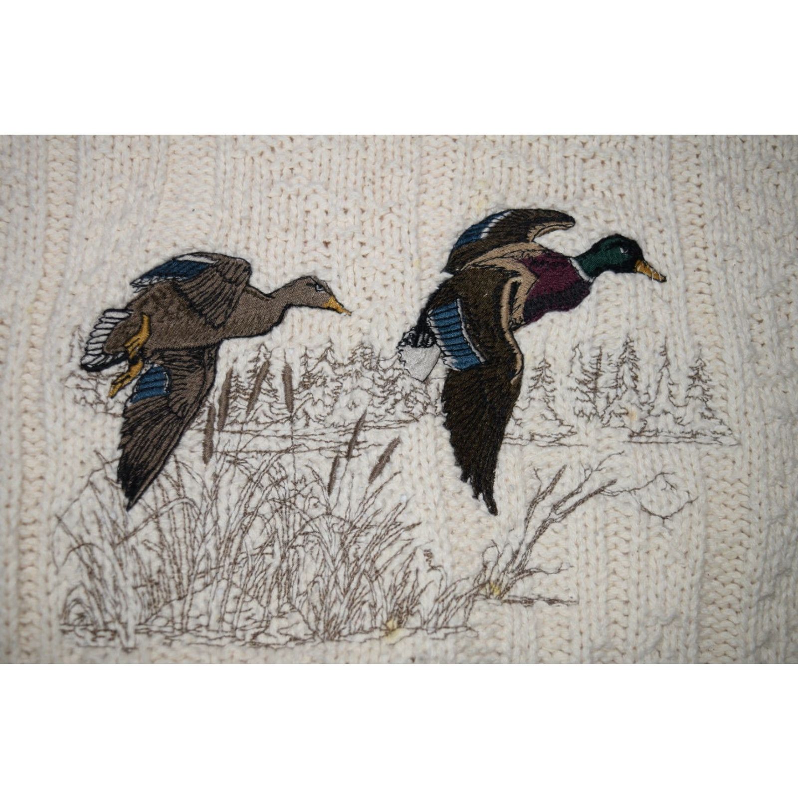 Vintage VINTAGE FIELDMASTER SWEATER PULLOVER EMBROIDERED DUCK MALLARD PAIR XL USA MADE Shirt Mens XL Ivory 1980s Hunting Embroidery Size US XL / EU 56 / 4 - 4 Thumbnail