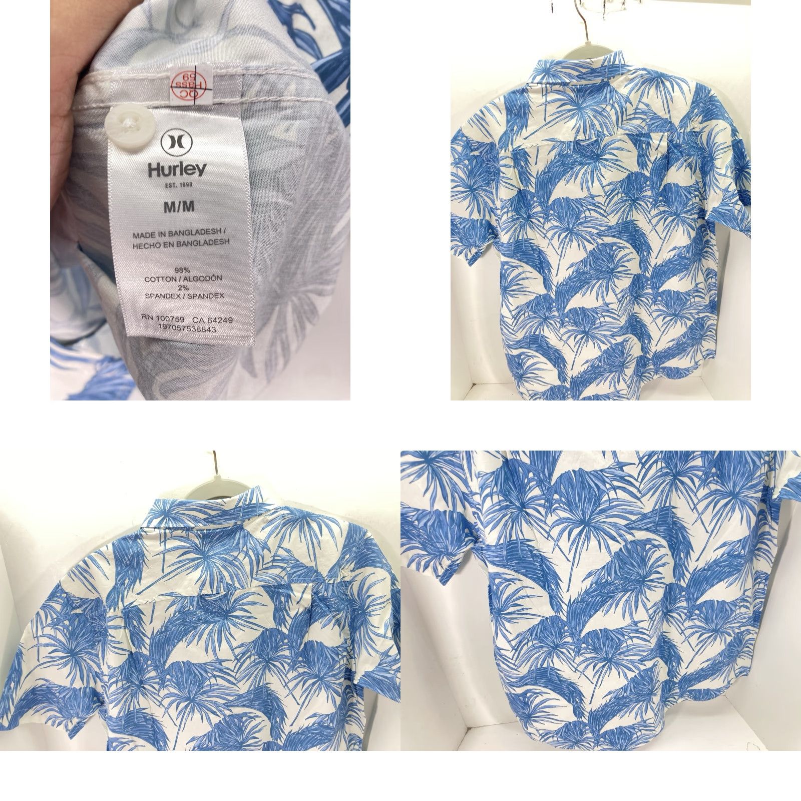 Hurley Hurley Patio Cabana Shirt Men Sz Medium Blue AOP Floral Button Short Sleeve NWT Size US M / EU 48-50 / 2 - 8 Thumbnail