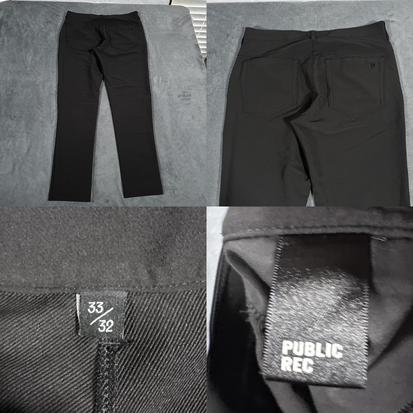 Vintage Public Rec Pants Mens 33x31 Black Tech Performance Chino 5 Pocket Stretch Casual Size US 33 - 8 Thumbnail
