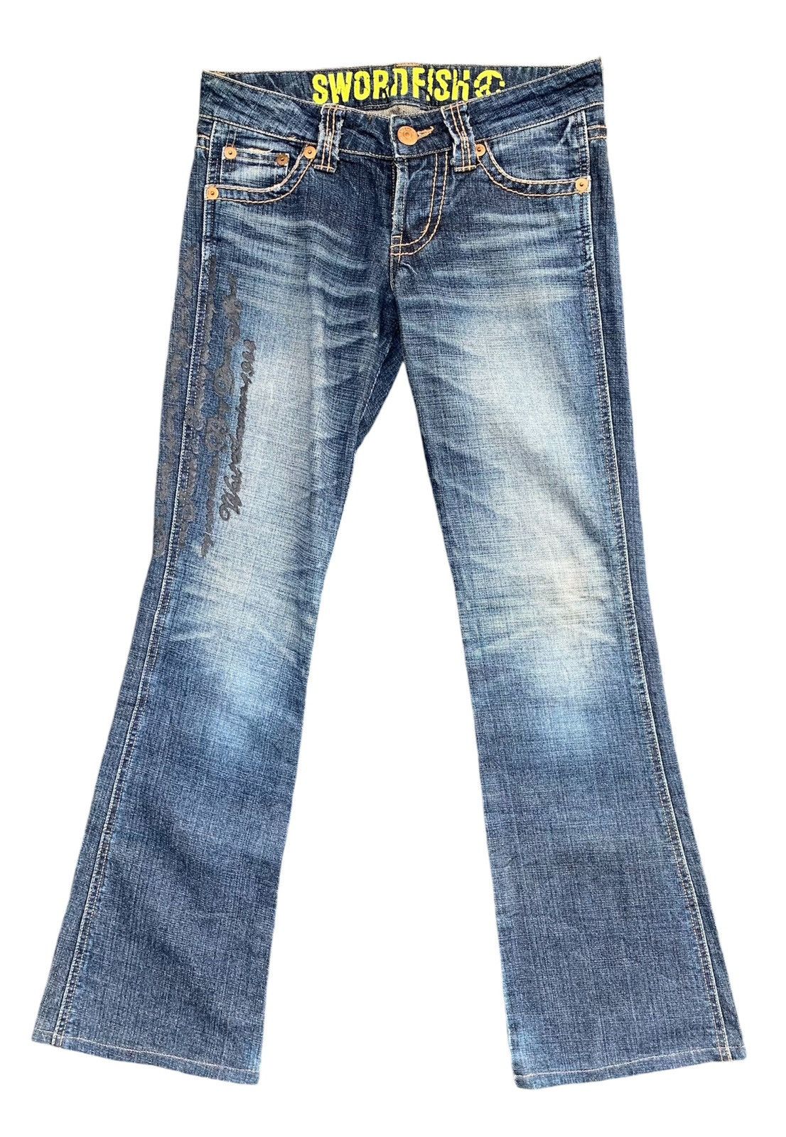 Japanese Brand Sword Fish Flare Unisex Denim Jeans Pants Size US 29 - 1 Thumbnail