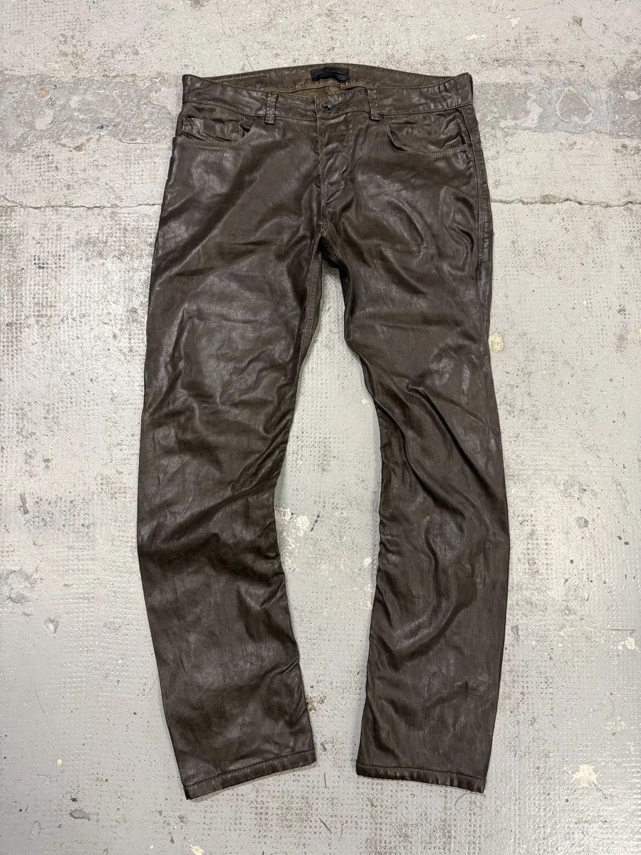 Diesel Diesel Black Gold Brown Cow Leather Dark Pants Size US 31 - 1 Thumbnail