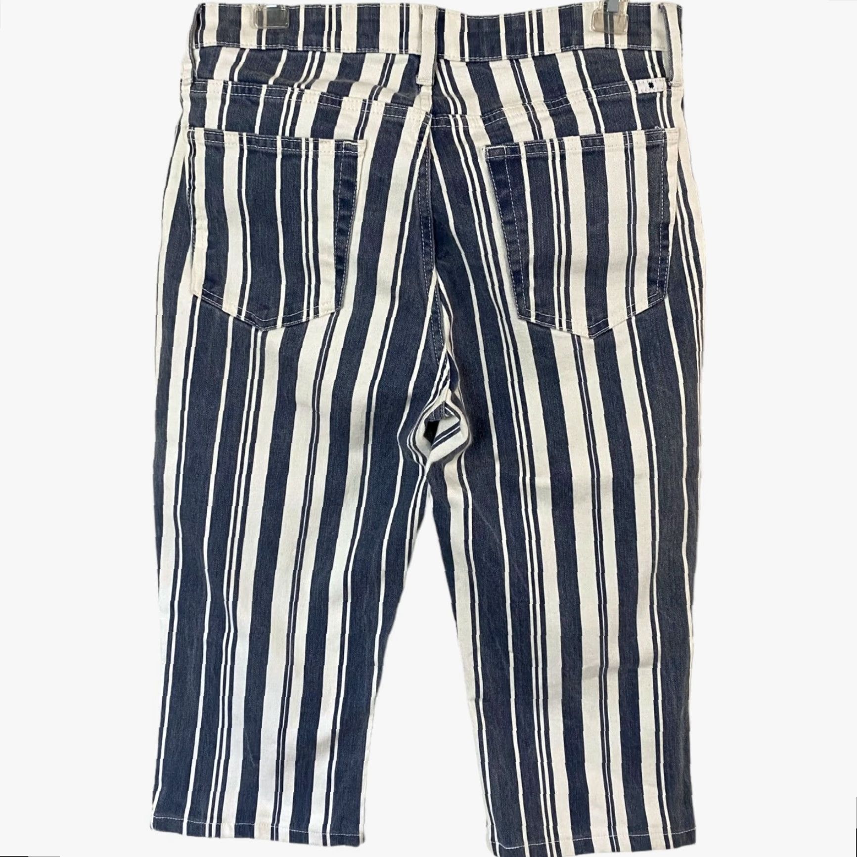 Lucky Brand Lucky Brand Bridgette High-Rise Crop Jeans Womens 29 Perry Stripe-Blue Denim 5-Pocket Cropped Capri Mini Boot Modern Slim Fit Size 29" - 3 Thumbnail