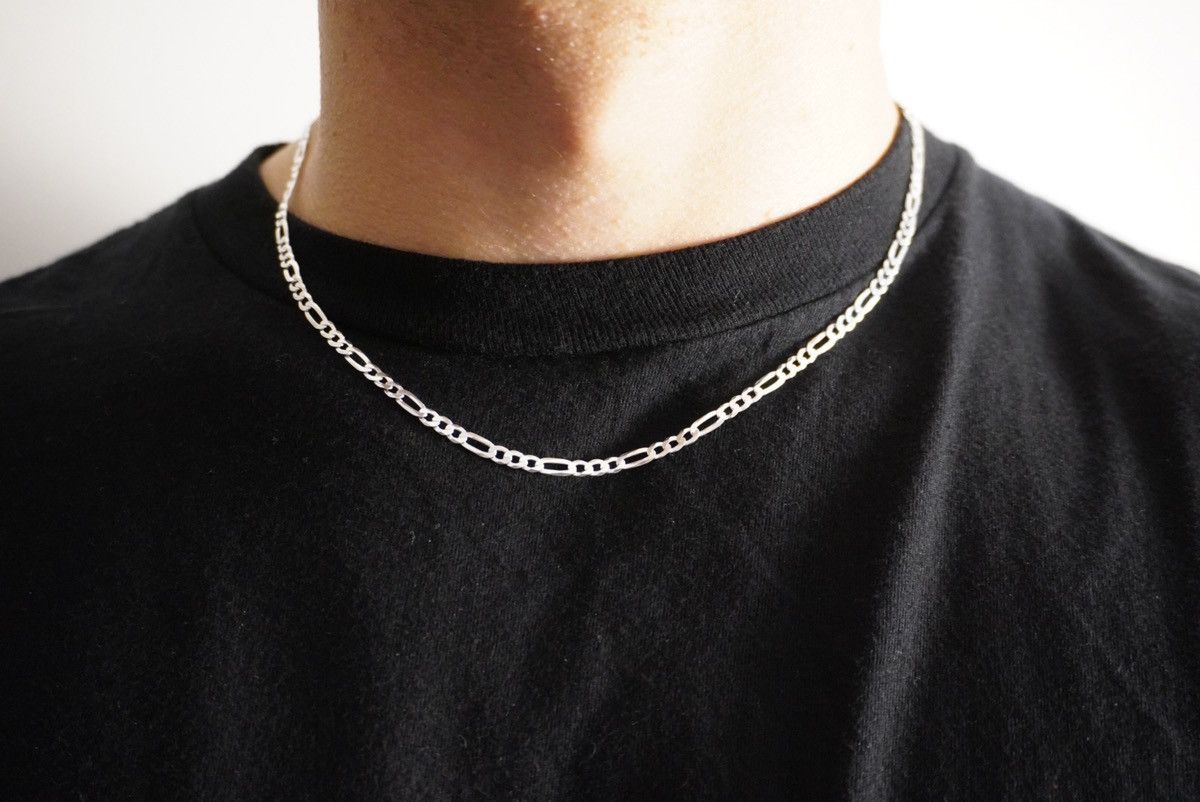 Sterling Silver Silver Chain Solid Silver Figaro Chain 3mm 18in Stamped 925 Size ONE SIZE - 1 Thumbnail