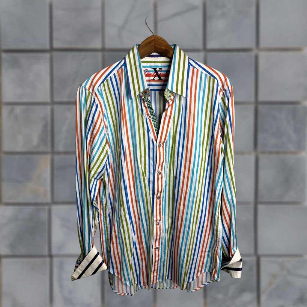 Robert Graham Robert Graham Button Up Shirt Patchwork Striped Shirt Mens M 5210 Multicolor Cotton Long Sleeve Casual 90s Bohemian Designer Shirt Mens Size M / US 6-8 / IT 42-44 - 1 Thumbnail