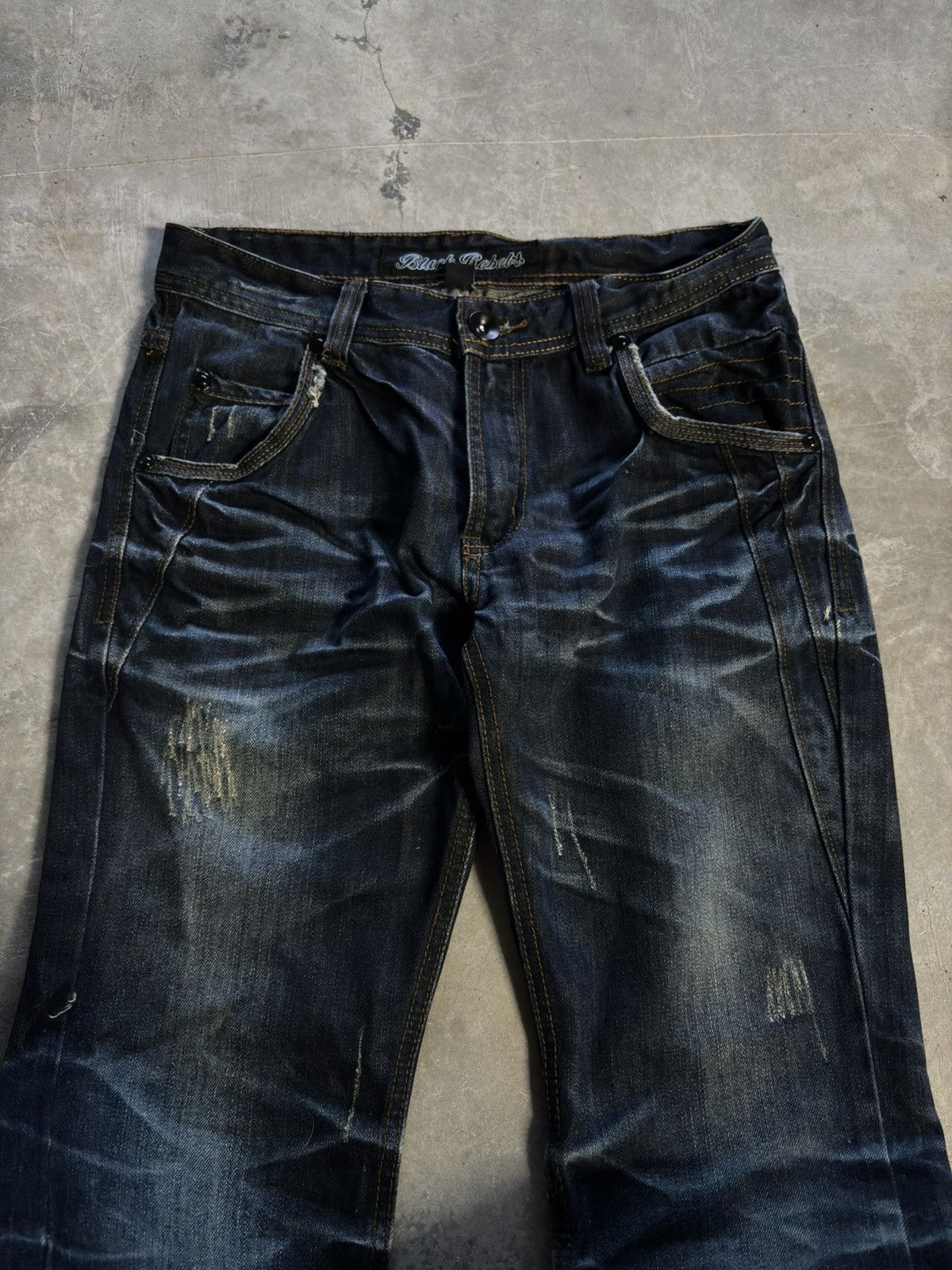Tornado Mart BLACK REBEL distressed japanese punk whiskered washed grunge Size US 30 / EU 46 - 2 Thumbnail