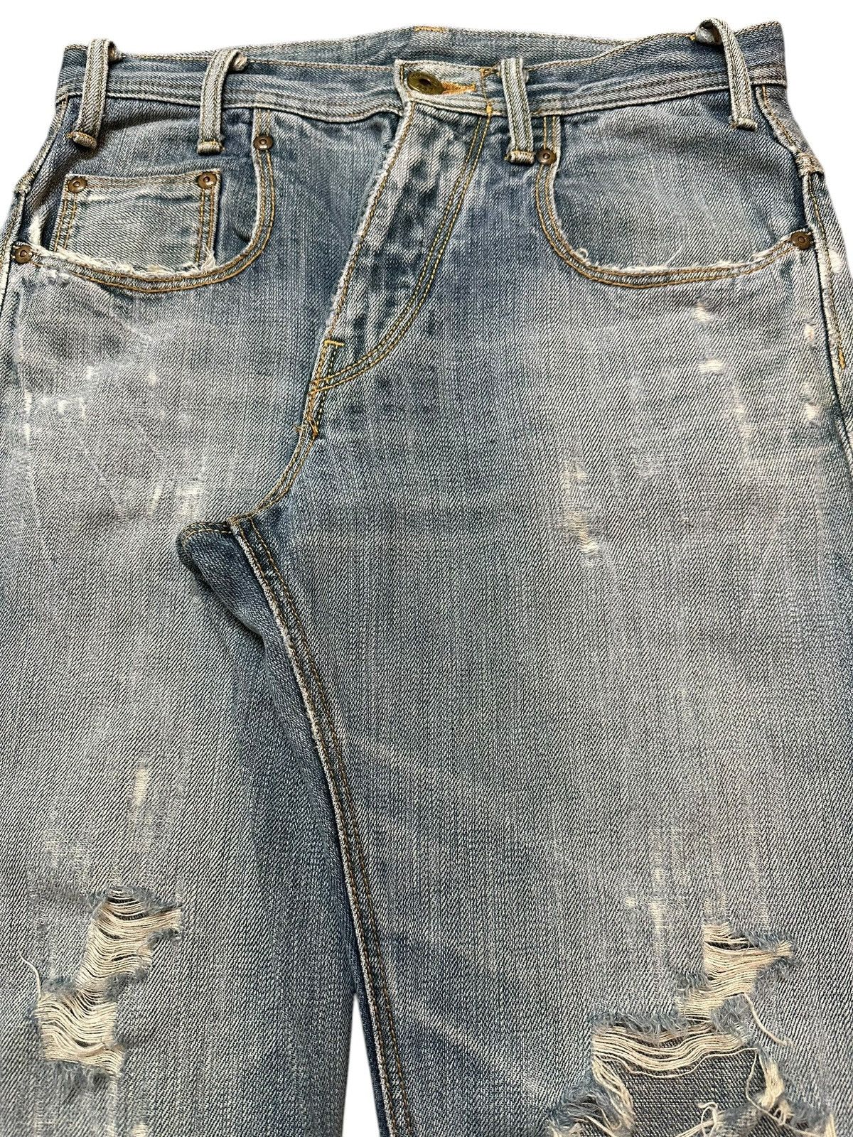 Lee Vintage Lee Buckle Style Faded Wash Distressed Baggy Jeans Size US 30 / EU 46 - 4 Thumbnail
