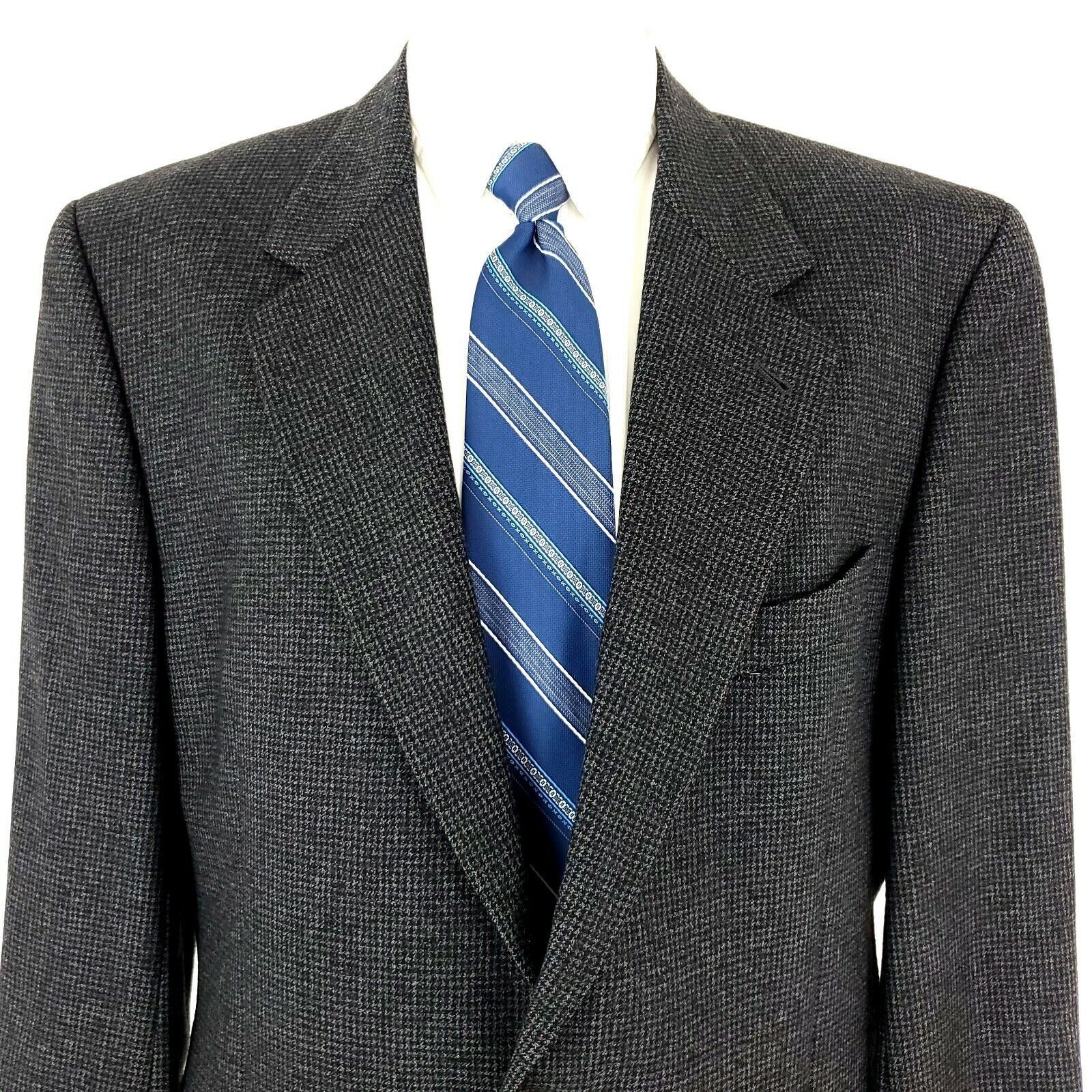 Joseph Abboud Joseph Abboud Wool 2 Button Sport Coat 42R Gray Black Check Size 42R - 1 Thumbnail
