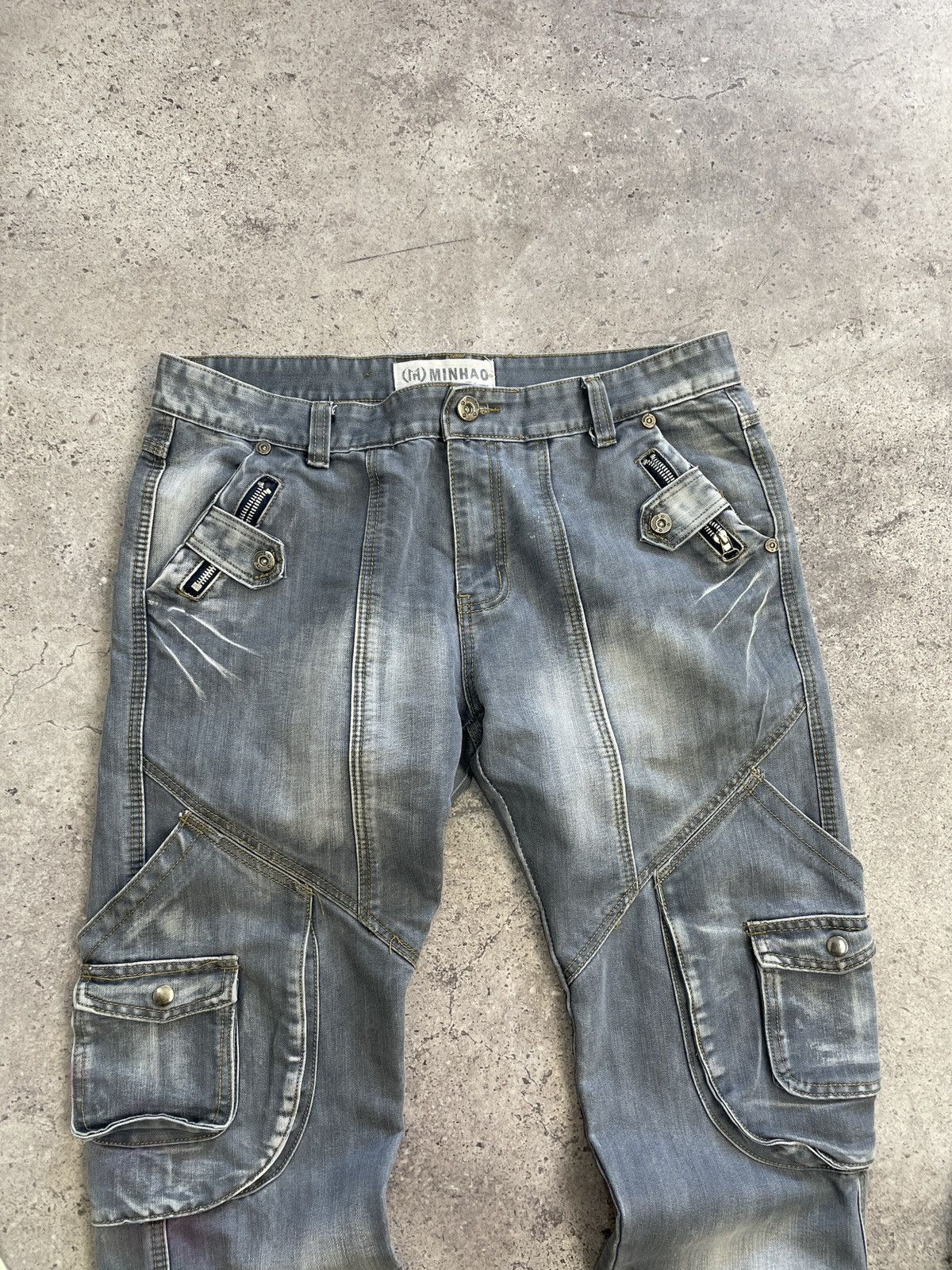 Japanese Brand × Vintage Vintage Balenciaga Style Distressed Y2K Cargo Jeans Pants Size US 33 - 5 Thumbnail