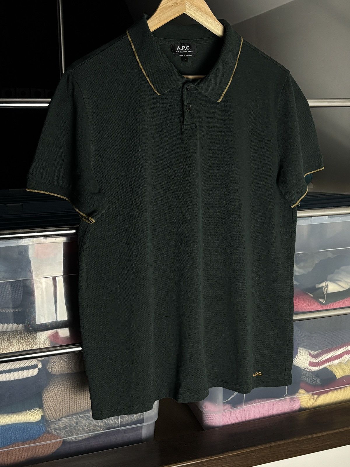 A.P.C. A.P.C. Dark Green Polo Shirt Size US L / EU 52-54 / 3 - 2 Thumbnail