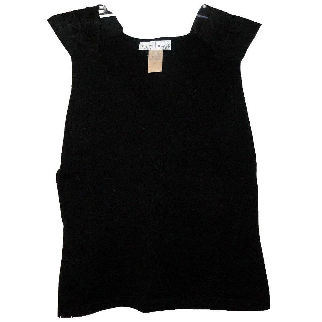 White House Black Market WHBM S Tank Top Shell Black Sleeveless Sweater Knit Pleated Size S / US 4 / IT 40 - 4 Thumbnail