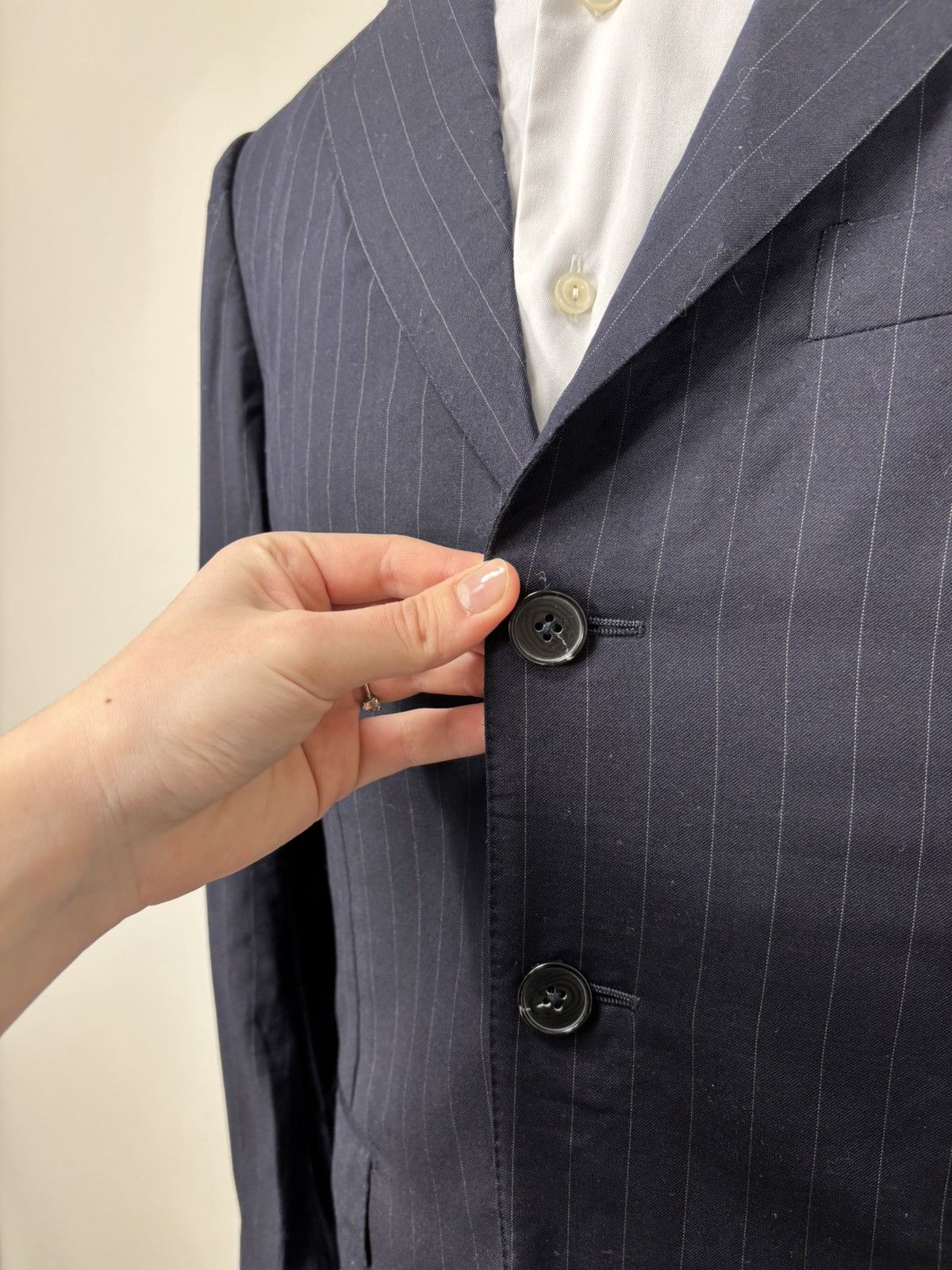 Ermenegildo Zegna Ermenegildo Zegna Men’s Navy Blue Striped Wool Blazer Jacket Size 36R - 7 Thumbnail