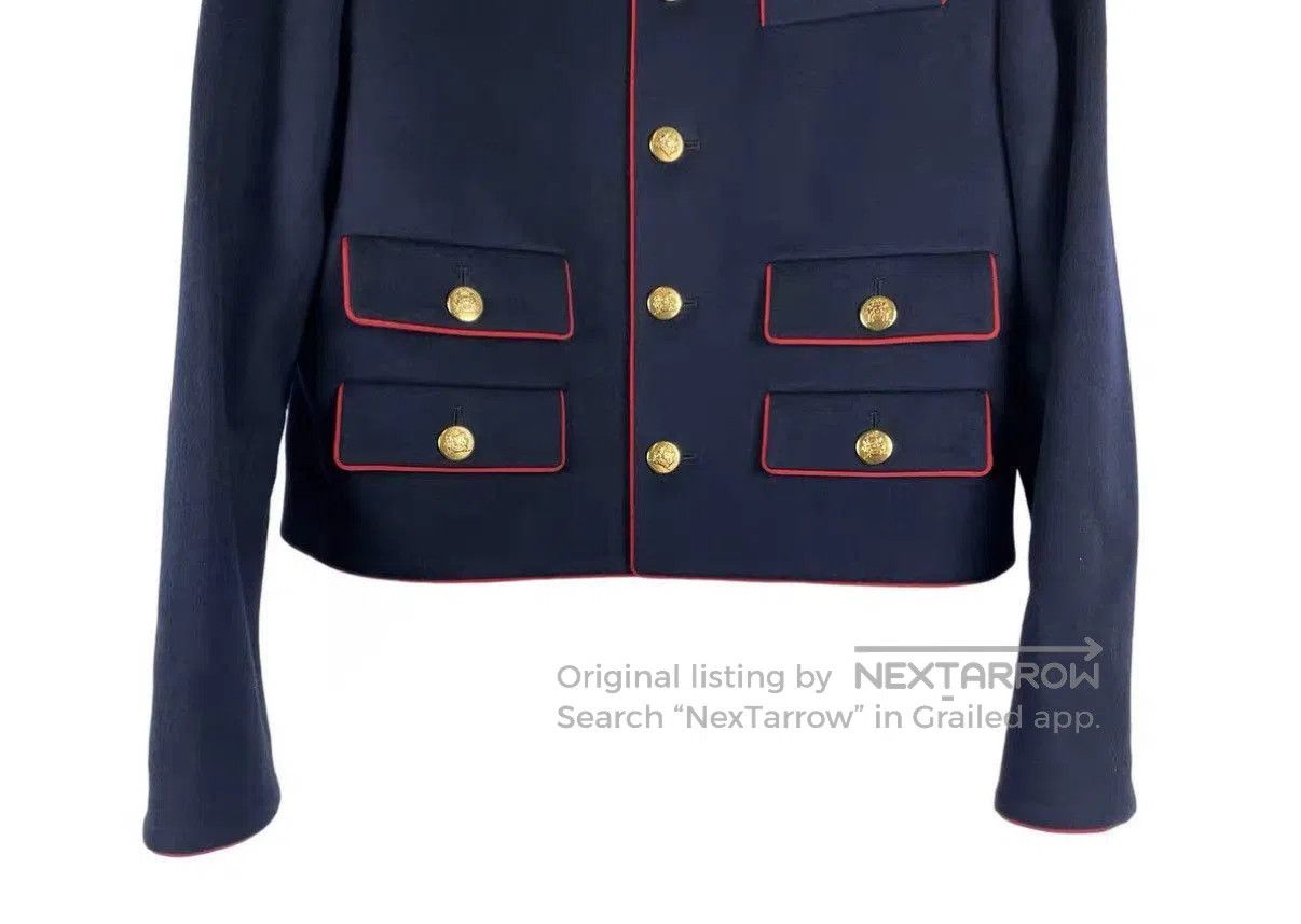 Celine Blue Structured Jacket with Gold Buttons and Red Trim. Size US XXS / EU 40 - 4 Thumbnail