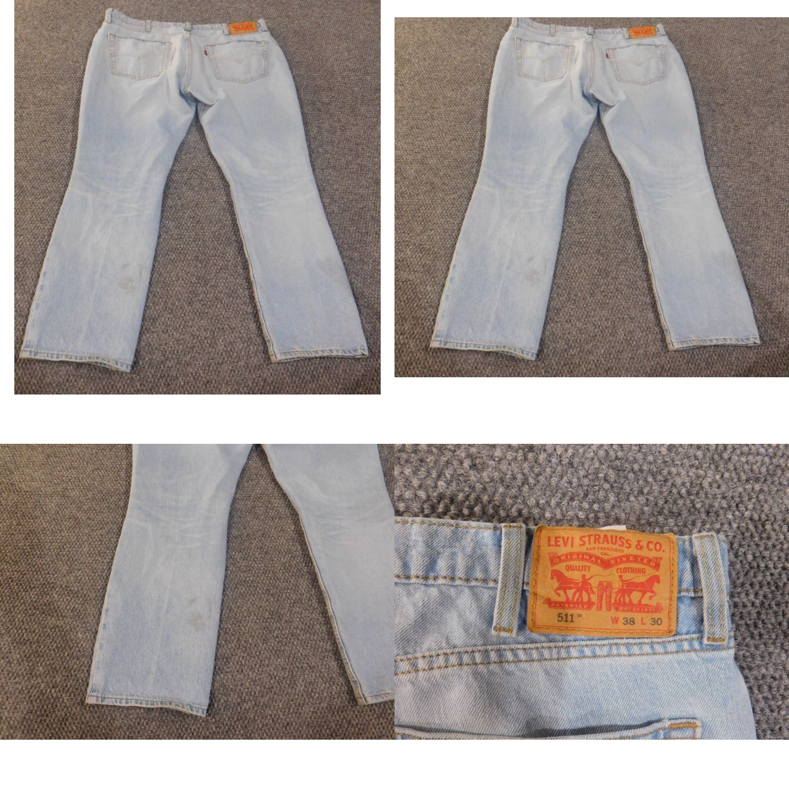 Levi's Levi's 511 Jeans Mens 38x30 Blue Light Wash Distressed Retro Classic Denim Straight 511 Model Vintage No Mens Regular 28in Inseam (Levi's 500 Series) Size US 38 / EU 54 - 8 Thumbnail