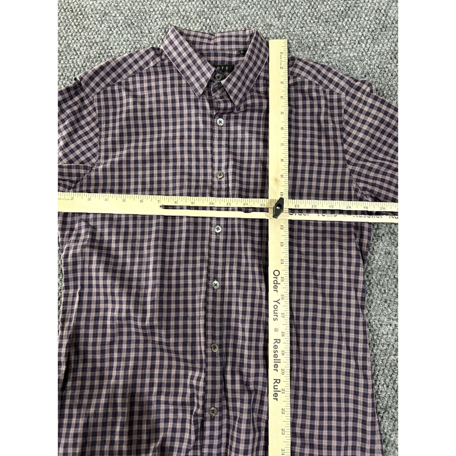 Theory Theory Shirt Mens Small Purple Blue Plaid Long Sleeve Button Up Cotton Casual Size US S / EU 44-46 / 1 - 3 Thumbnail