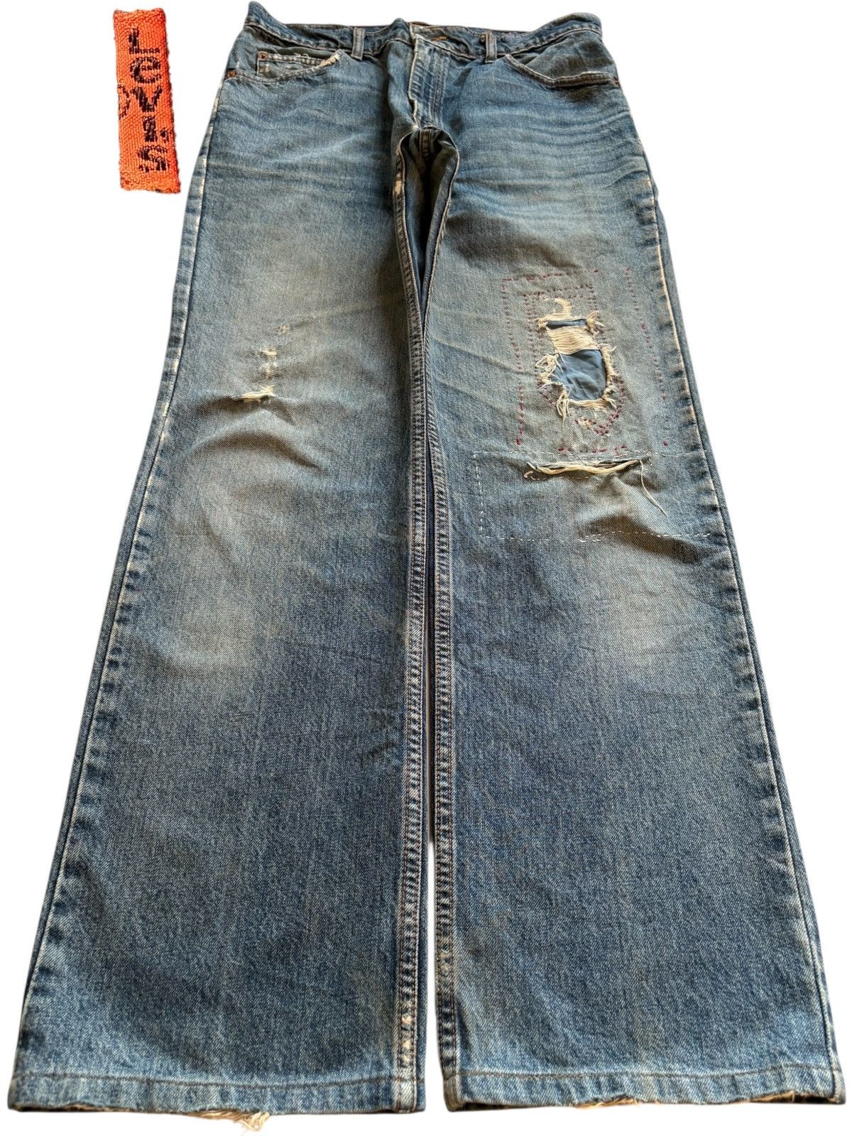 LVC × Levi's × Levi's Vintage Clothing Vintage 90s Levis 505 Orange Tab Patch Distressed Baggy Jean Size US 32 / EU 48 - 1 Thumbnail