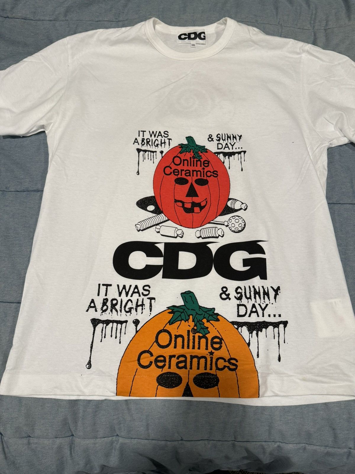 image of Cdg Cdg Cdg x Comme Des Garcons Cdg Online Ceramics Tee in White, Men's (Size 2XL)