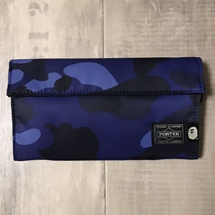 Bape BAPE × PORTER LONG WALLET Blue camo a bathing ape | Grailed