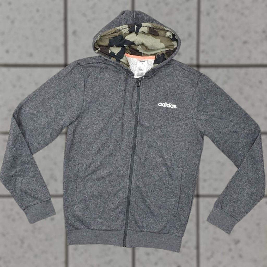 Adidas Adidas Mens Small Gray Cotton Blend Full Zip Solid Basic Jacket Hooded Shirt Size US S / EU 44-46 / 1 - 1 Thumbnail