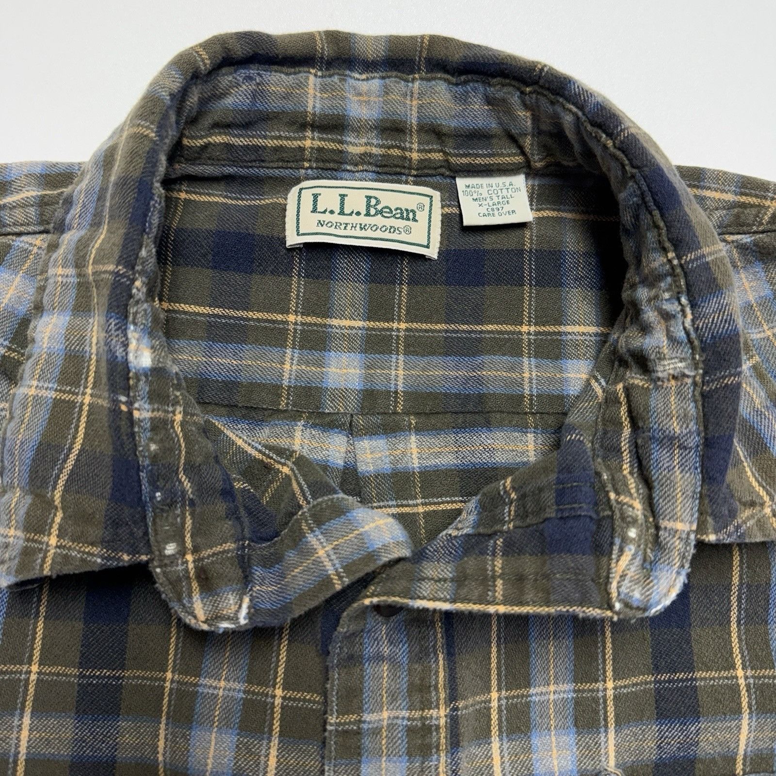 L.L. Bean Vintage LL Bean Northwoods Flannel Green Size XL Tall USA Size US XL / EU 56 / 4 - 6 Thumbnail