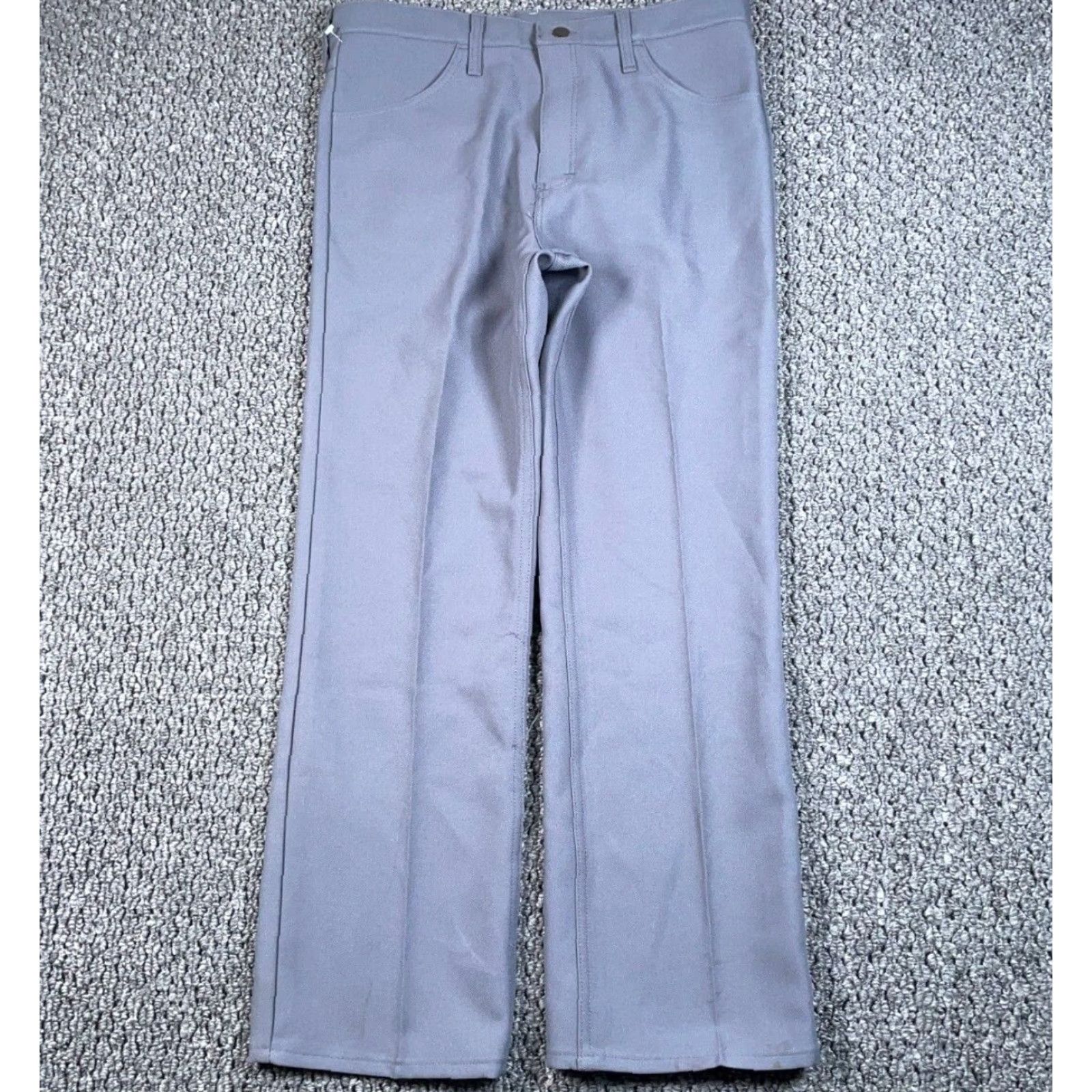 Wrangler VINTAGE Wrangler Pants Regular Fit 36 x 30 Gray Polyester USA Mens 80s Retro Chino Flat Front Zip Fly Pockets Straight Inseam 30" Size US 34 / EU 50 - 2 Thumbnail
