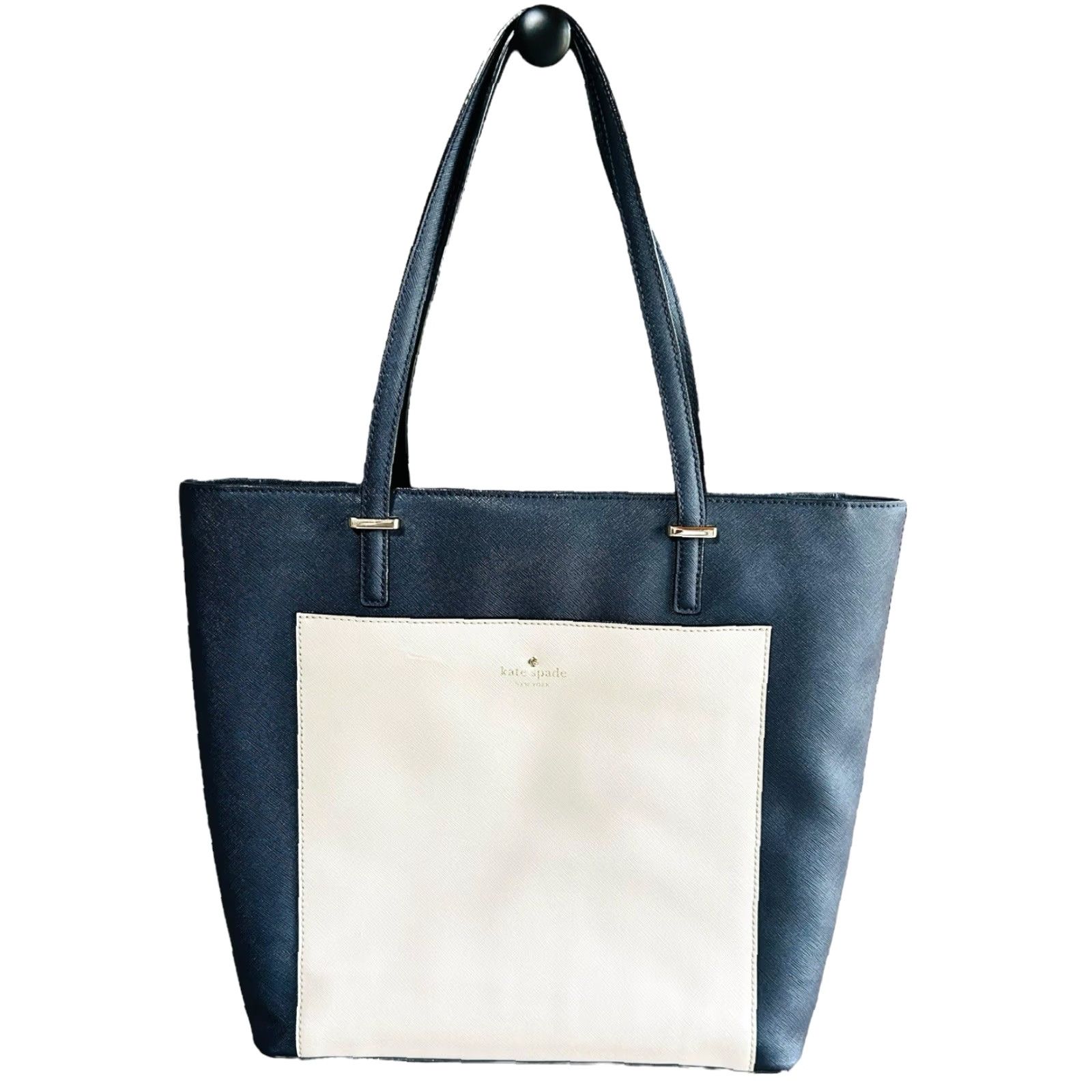 Vintage kate spade new york Cedar Street Tayler Taylor Tote Harmony Handbag Navy Purse Women Tote Large Navy Leather Solid Modern Size ONE SIZE - 2 Thumbnail