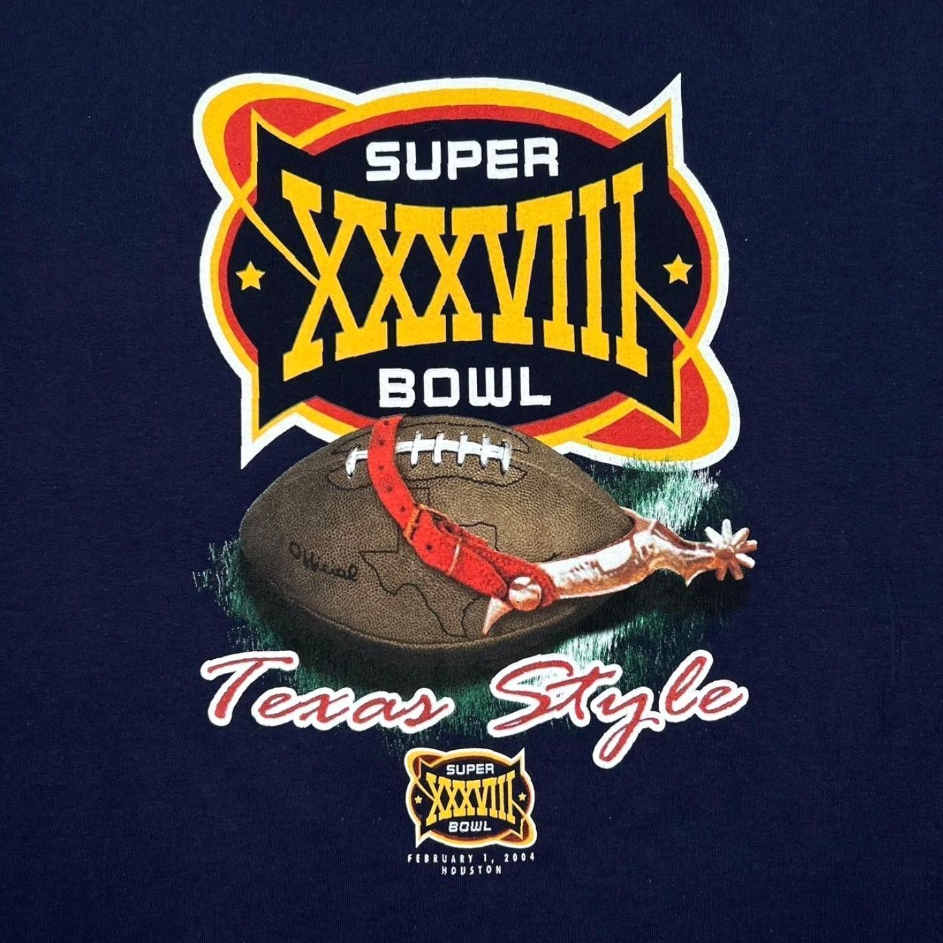 Delta Vintage Delta NFL Super Bowl XXXVIII Football Graphic Navy Blue T-Shirt Large Size US L / EU 52-54 / 3 - 4 Thumbnail