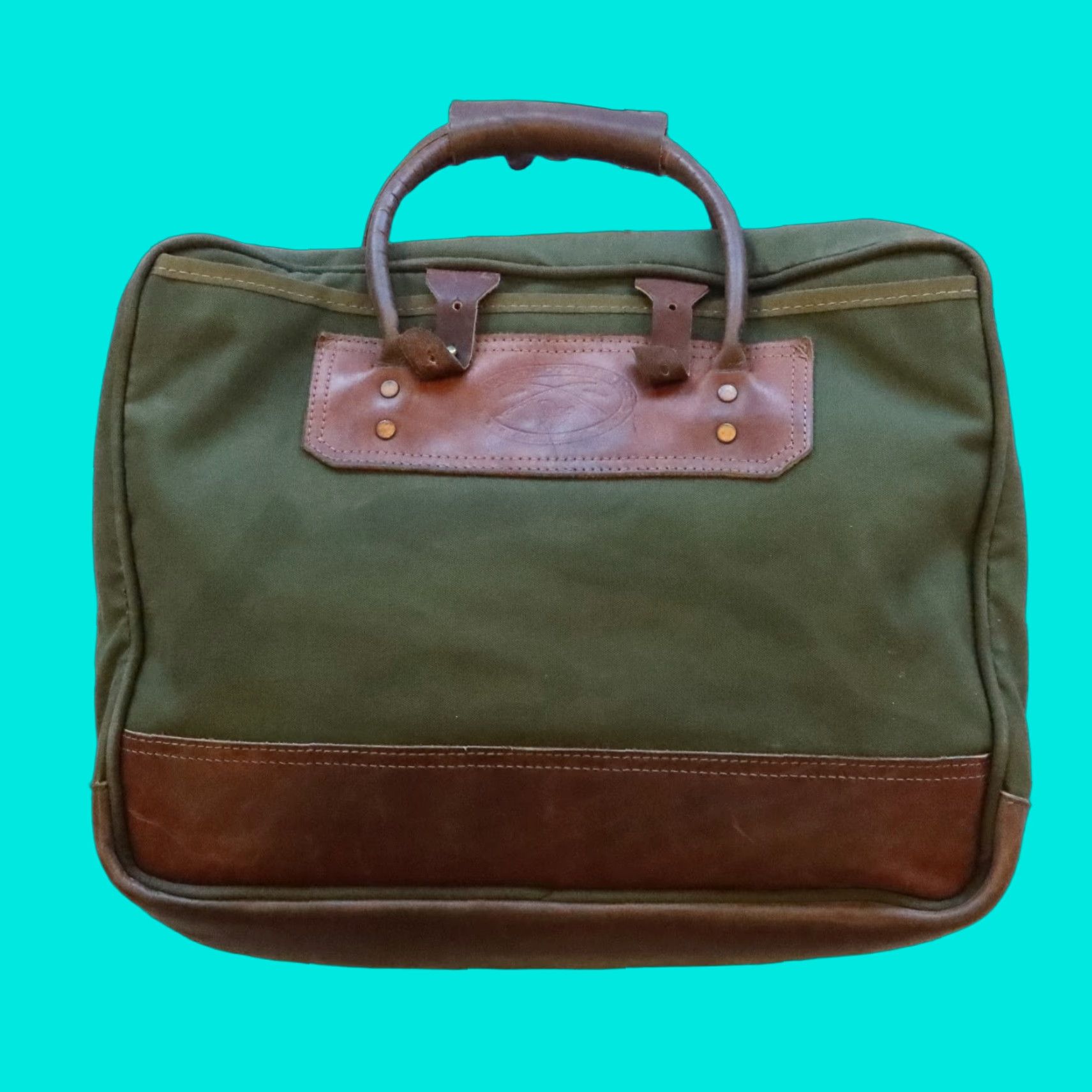 Orvis VINTAGE The Orvis Company Battenkill Leather and Green Canvas Duffle Travel Bag - Men - Green - Canvas - Bag Size ONE SIZE - 1 Thumbnail