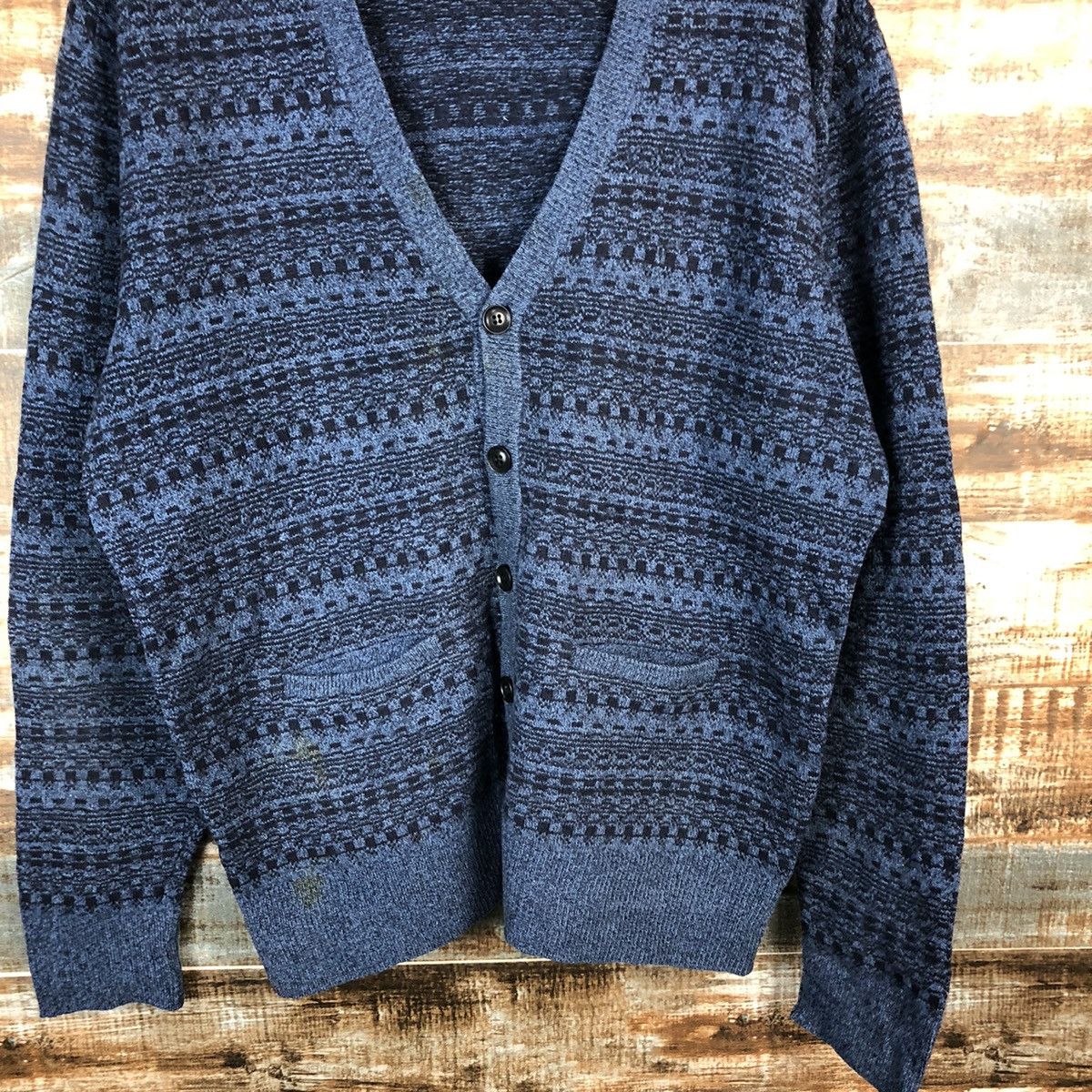 Vintage D Le Cent Blue vintage pattern Cardigan Knitwear #A1723 Size US L / EU 52-54 / 3 - 6 Thumbnail