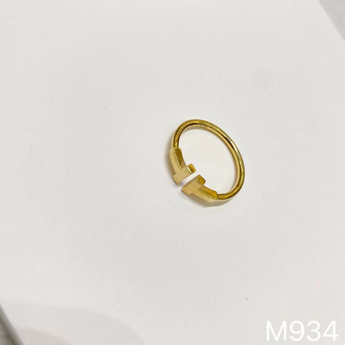 Tiffany & Co. Tiffany Double T 18K Gold Ring Size 55 M934 Size ONE SIZE - 4 Thumbnail