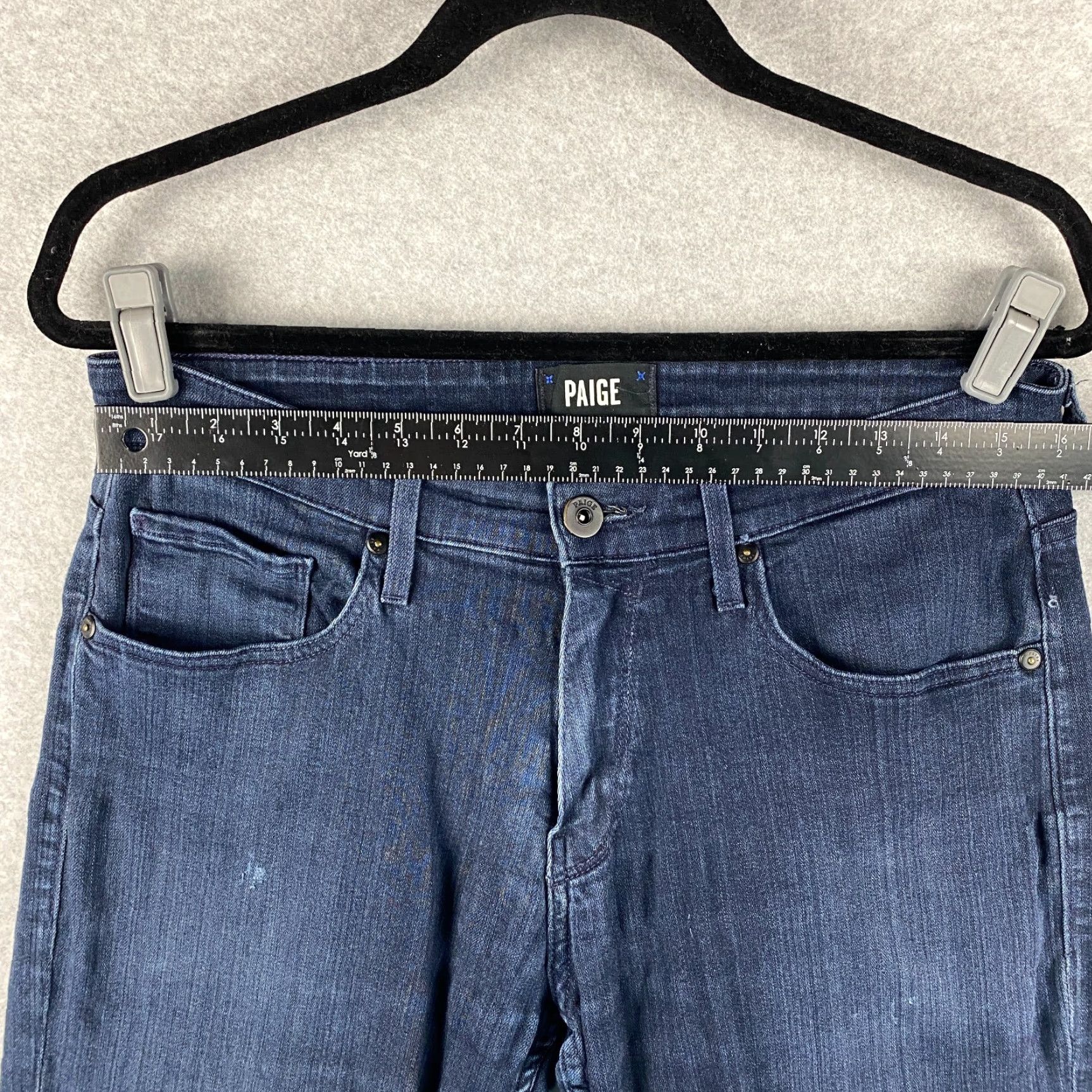 Paige Paige Federal Jeans Mens 30 Blue Straight Stretch Dark Wash Denim Distress Pant Size US 30 / EU 46 - 5 Thumbnail