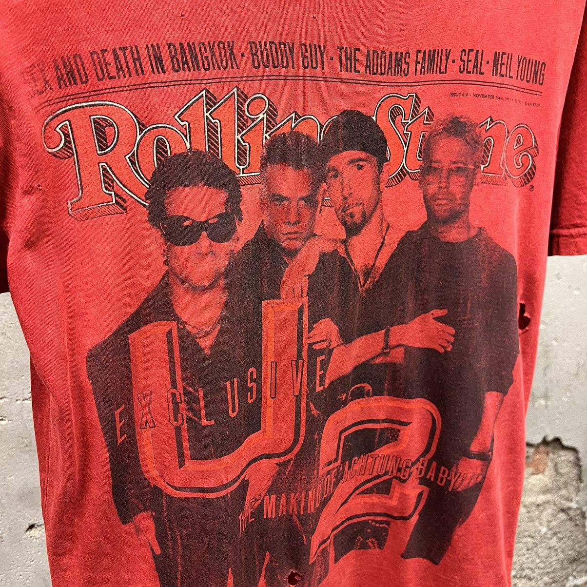 Vintage Vintage Y2K U2 Rolling Stone Thrashed Fitted T-Shirt Small S Size S / US 4 / IT 40 - 2 Thumbnail