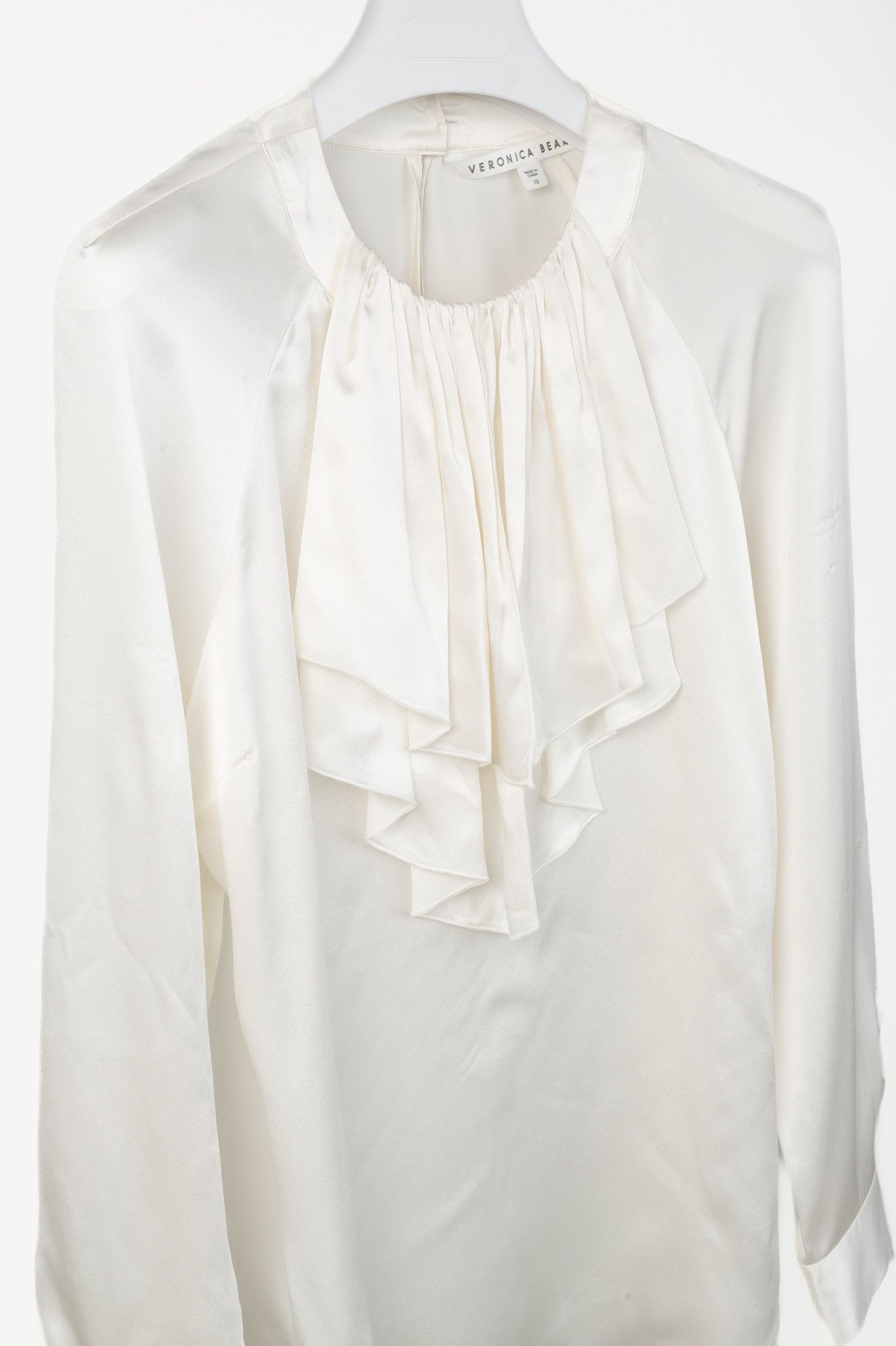 Veronica Beard Veronica Beard AW/16 Cream Silk Ruffle-Neck Blouse Size M / US 6-8 / IT 42-44 - 3 Thumbnail