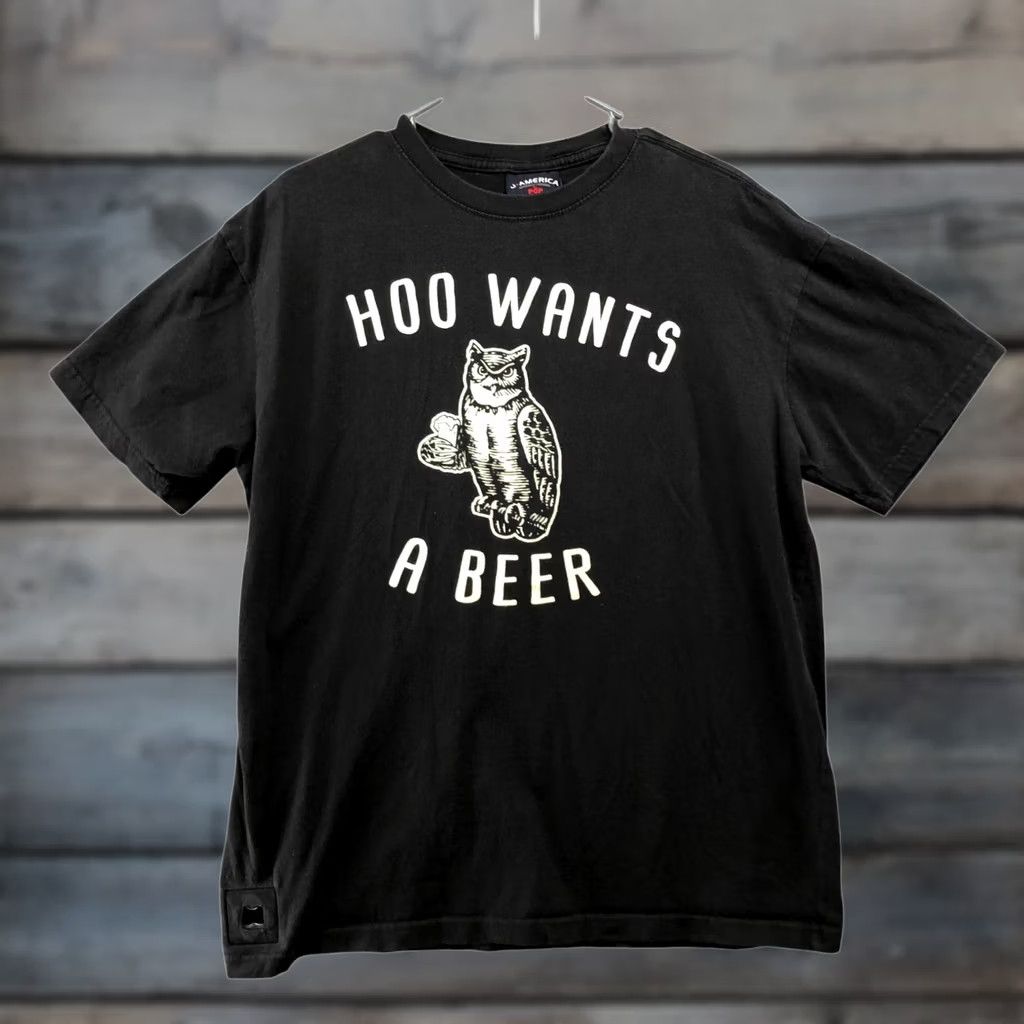 Vintage VINTAGE J. America Hoo Wants a Beer T Shirt Mens L Black Pop Top Bottle Opener Shirt Size US L / EU 52-54 / 3 - 1 Thumbnail