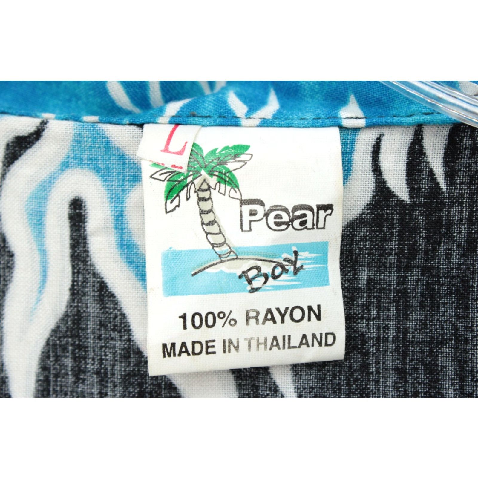Vintage VINTAGE Pear Bay Camp Shirt Men's Large Hawaiian Blue Fire Short Sleeve 100% Rayon Size US L / EU 52-54 / 3 - 4 Thumbnail